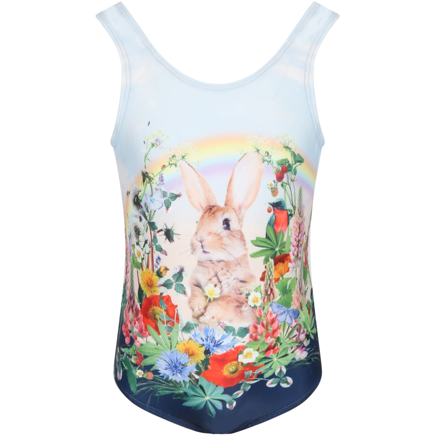 Molo Multicolor Swimsuit For Girl With Rabbit And Flowers