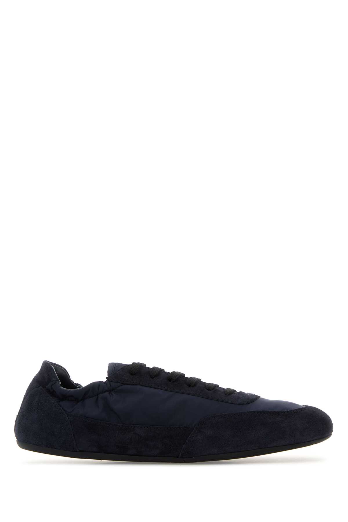 Navy Blue Re-nylon And Suede Collapse Sneakers - Prada - Modalova