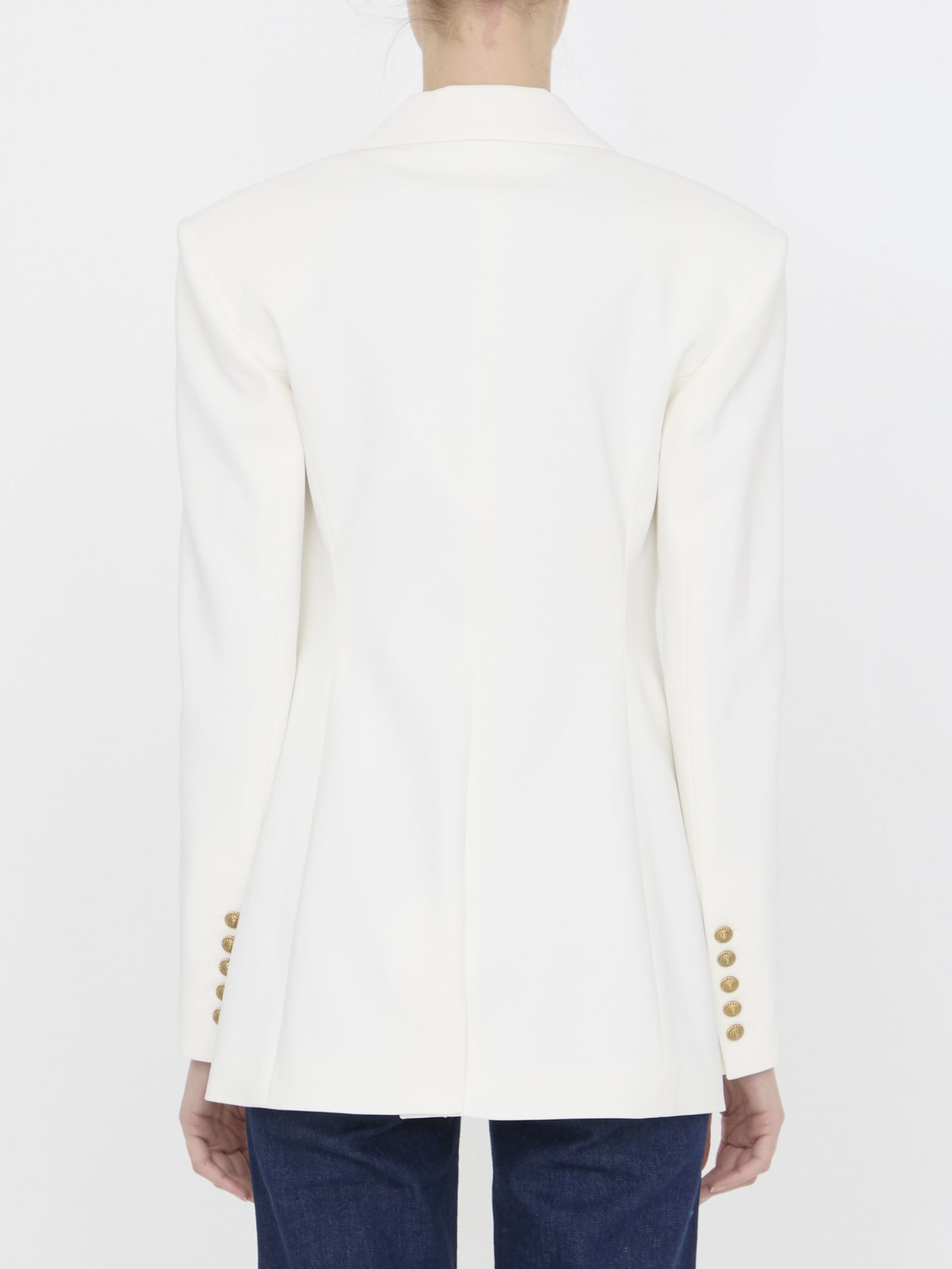 Shop Balmain Crêpe Jacket In White