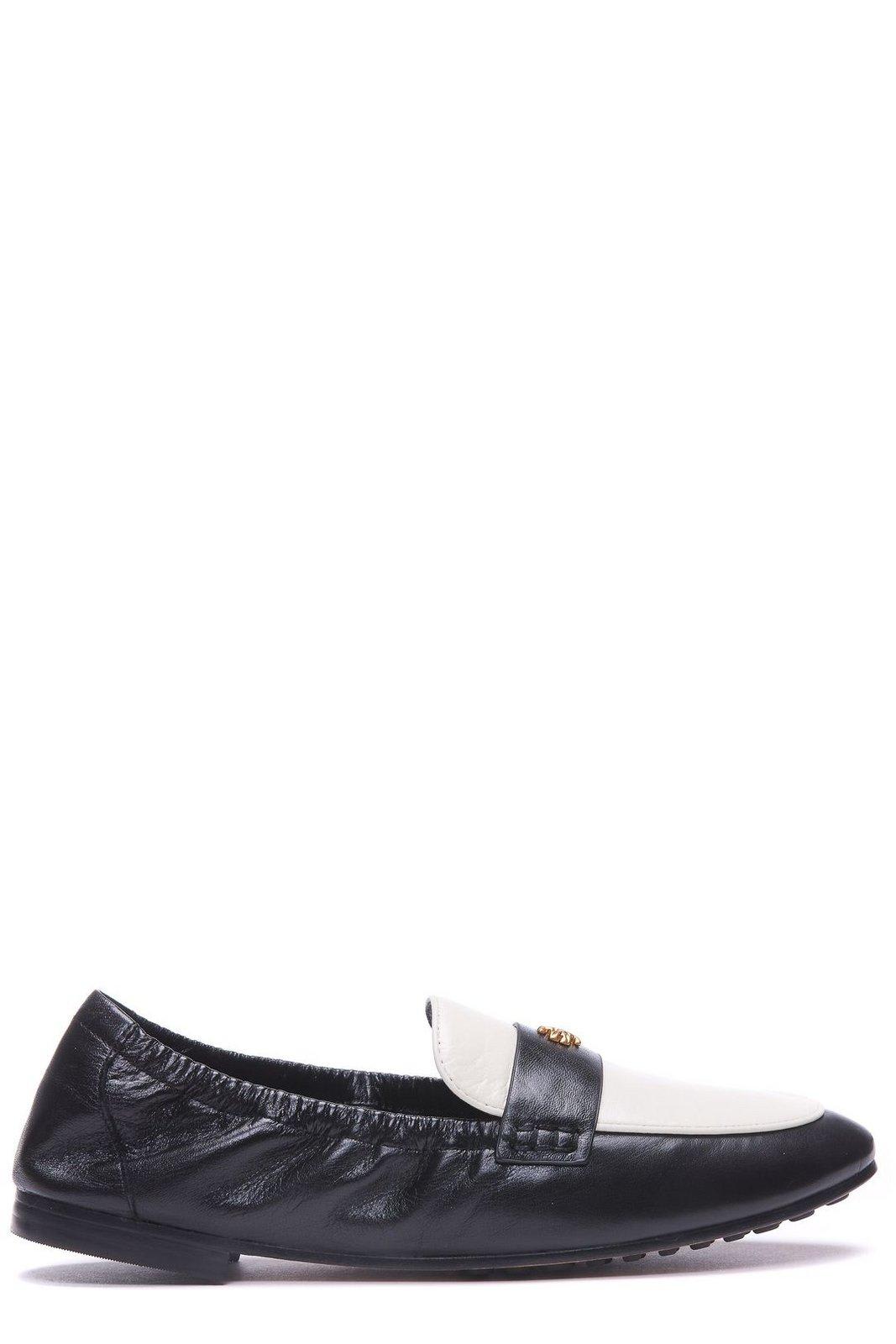 Shop Tory Burch Logo Plaque Color-block Loafers In Black