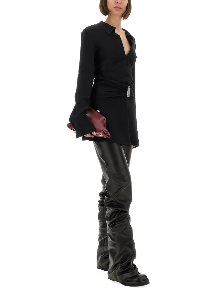 Attico Black Scoop-neck Mini Dress In Black