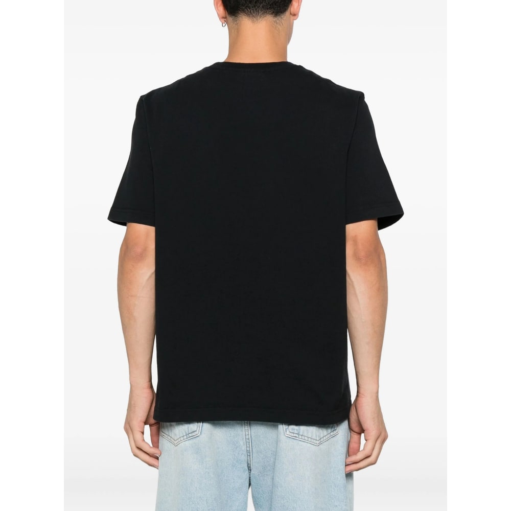 Maison Kitsuné Embroidered Cotton T-shirt With Dressed Fox Design In Black