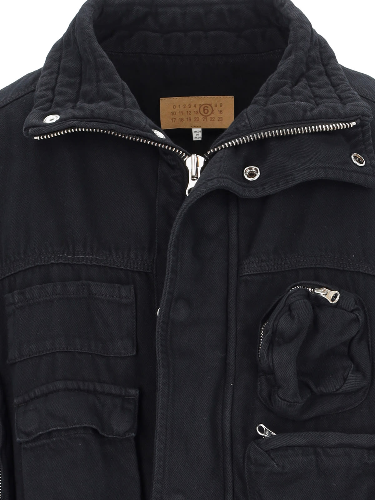 Shop Mm6 Maison Margiela Cargo Jacket In Denim In Black