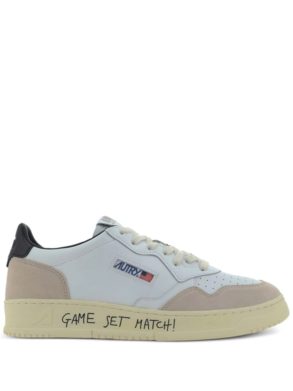 Shop Autry Medalist Low Sneakers In Suede And Leather With Lettering In White