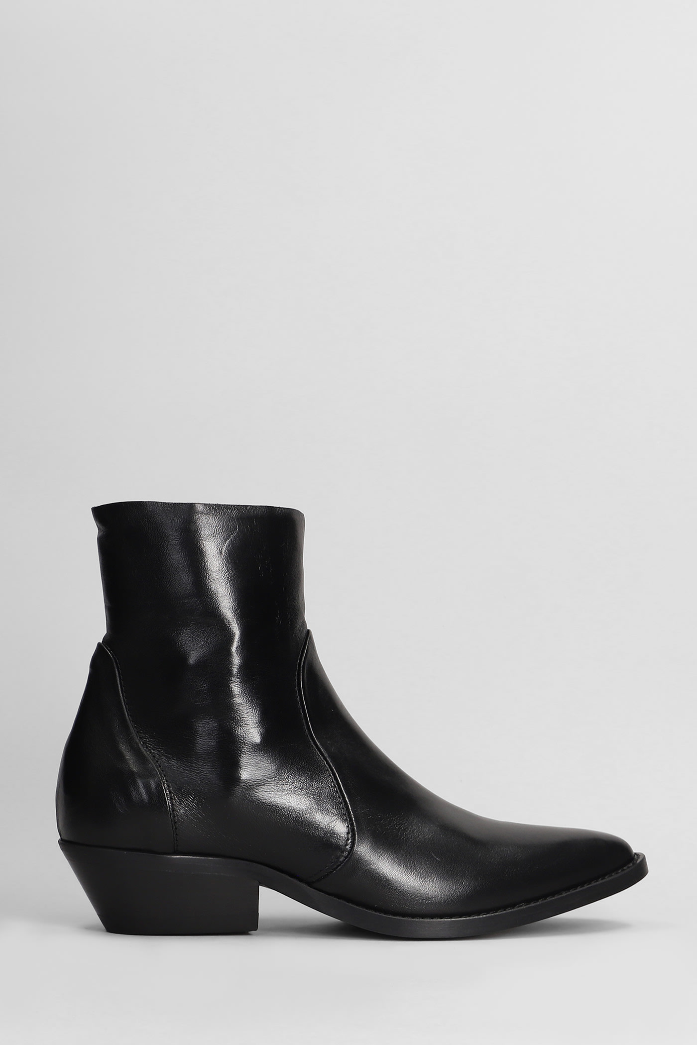 High Heels Ankle Boots In Black Leather