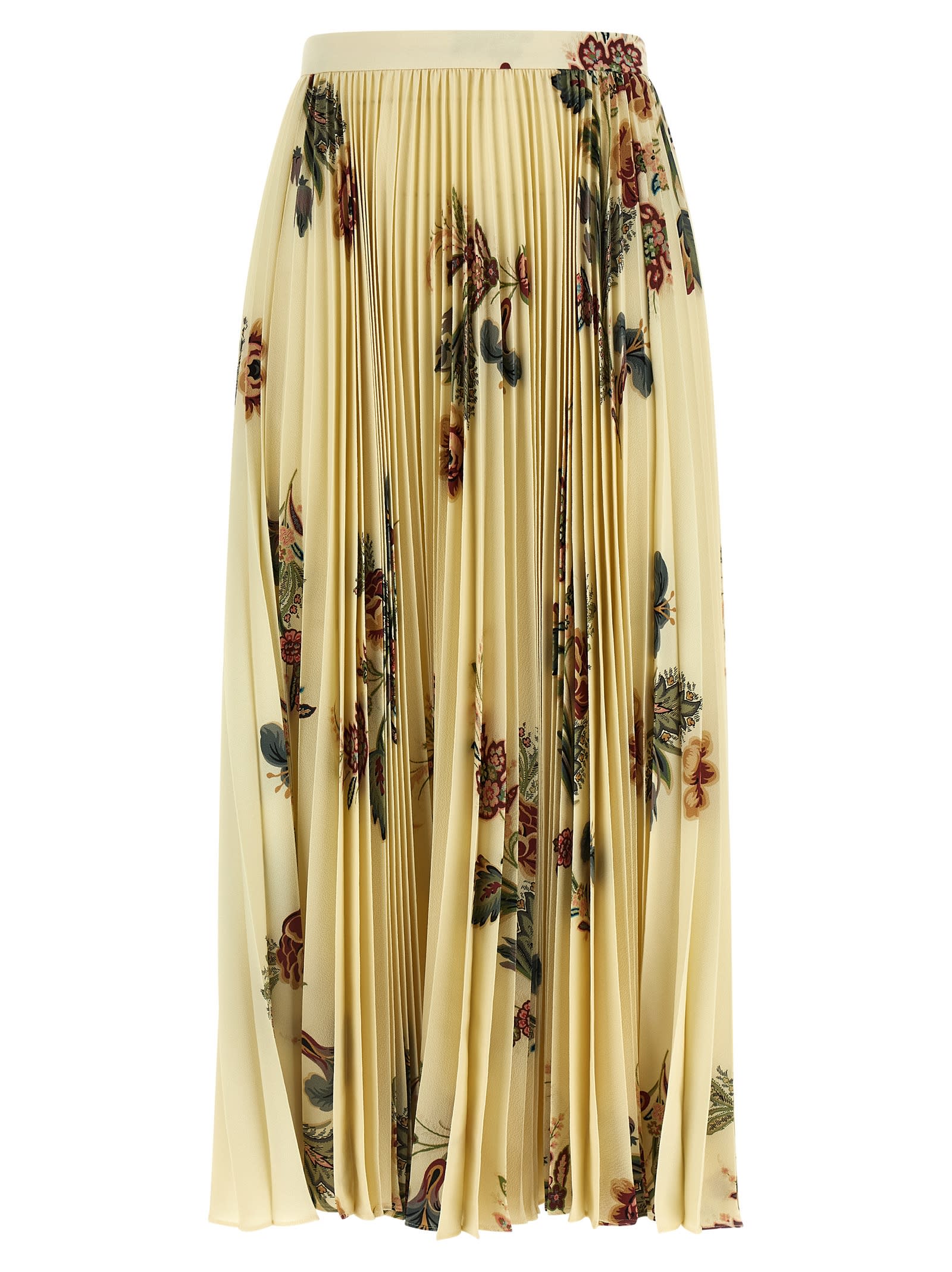 Etro Floral Print Pleated Midi Skirt In Multi