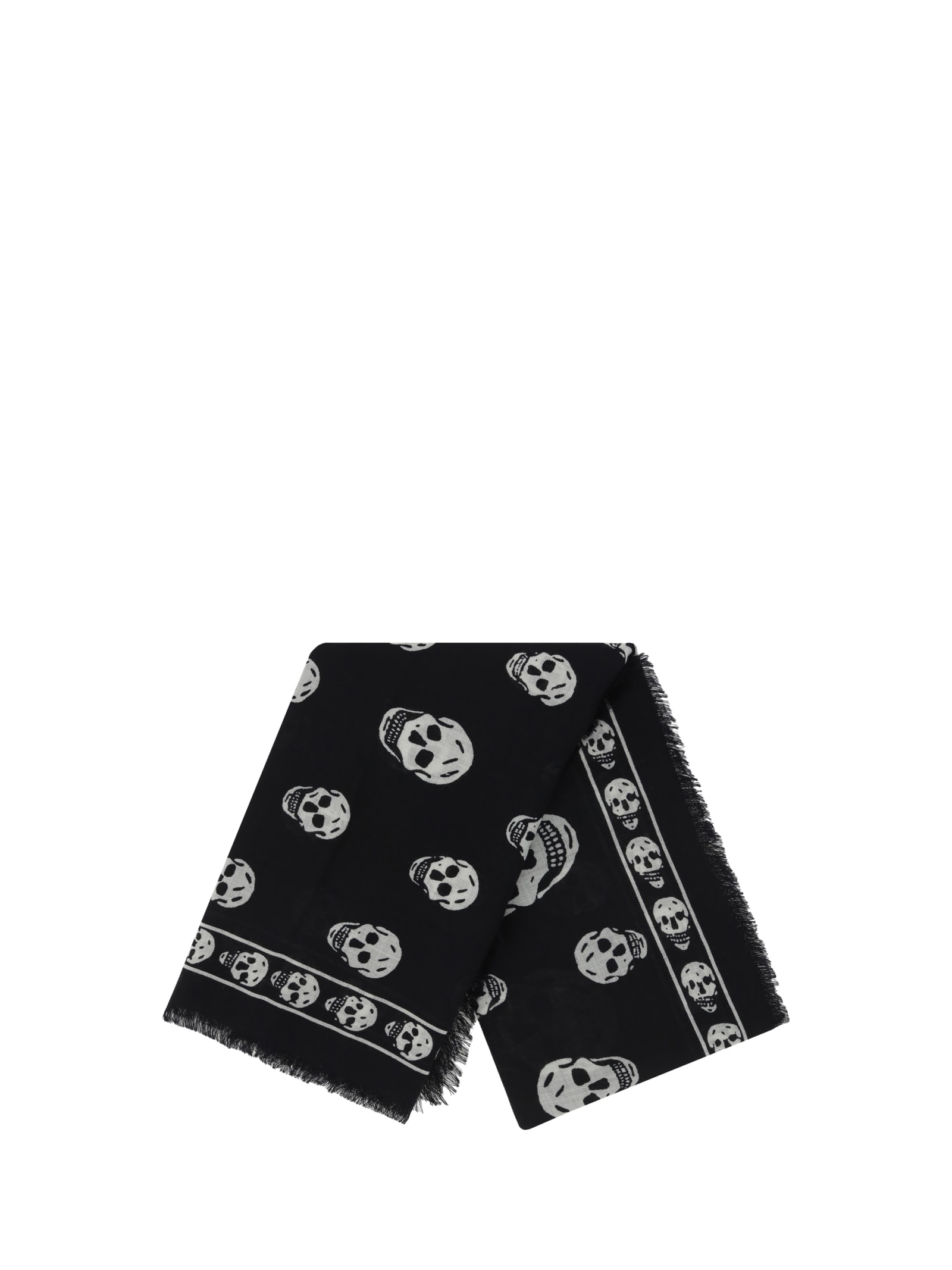 Shop Alexander Mcqueen Scarf In Black/ivory