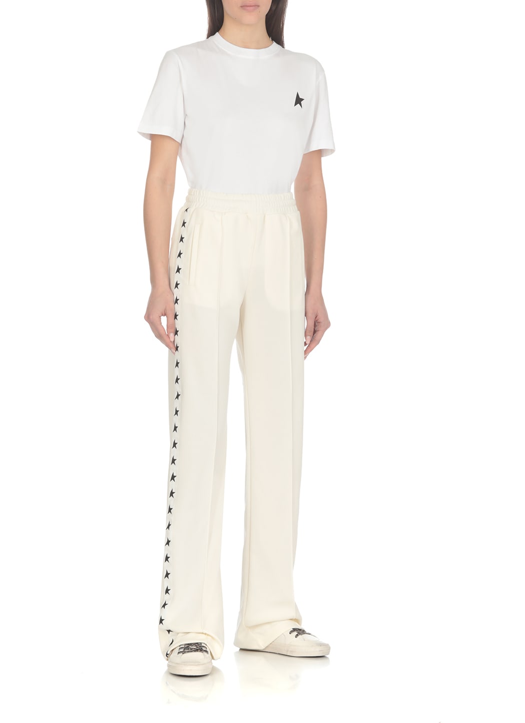 Shop Golden Goose Pants With Logo In White