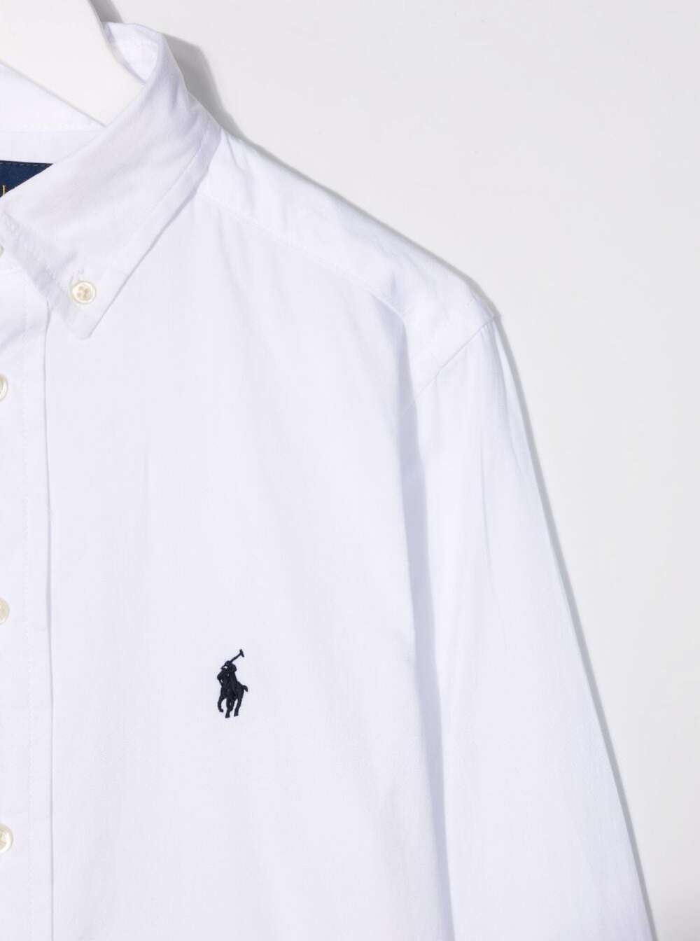 Shop Ralph Lauren White Long Sleeve Shirt With Logo Embroidery In Cotton Boy