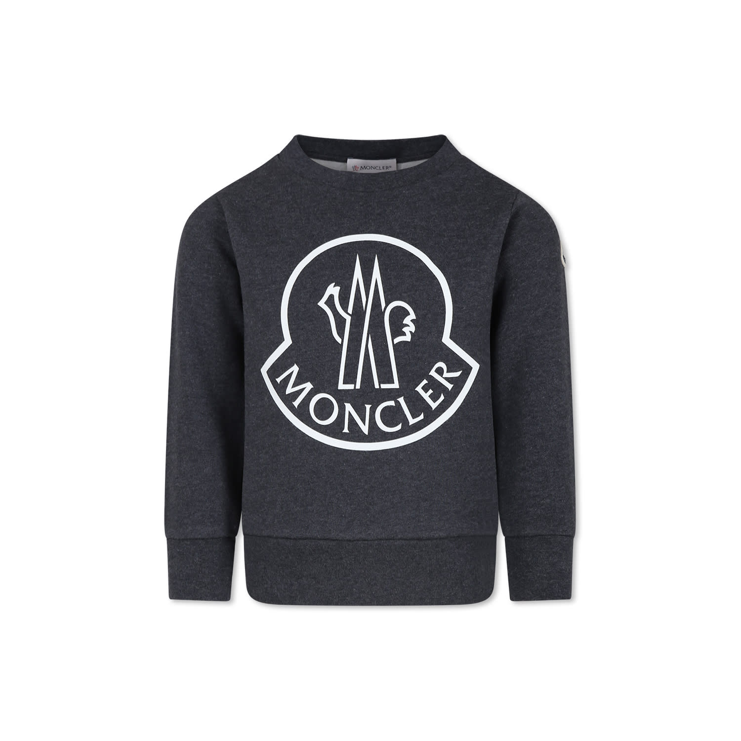 Moncler Grey Sweatshirt For Kids With Logo In Black