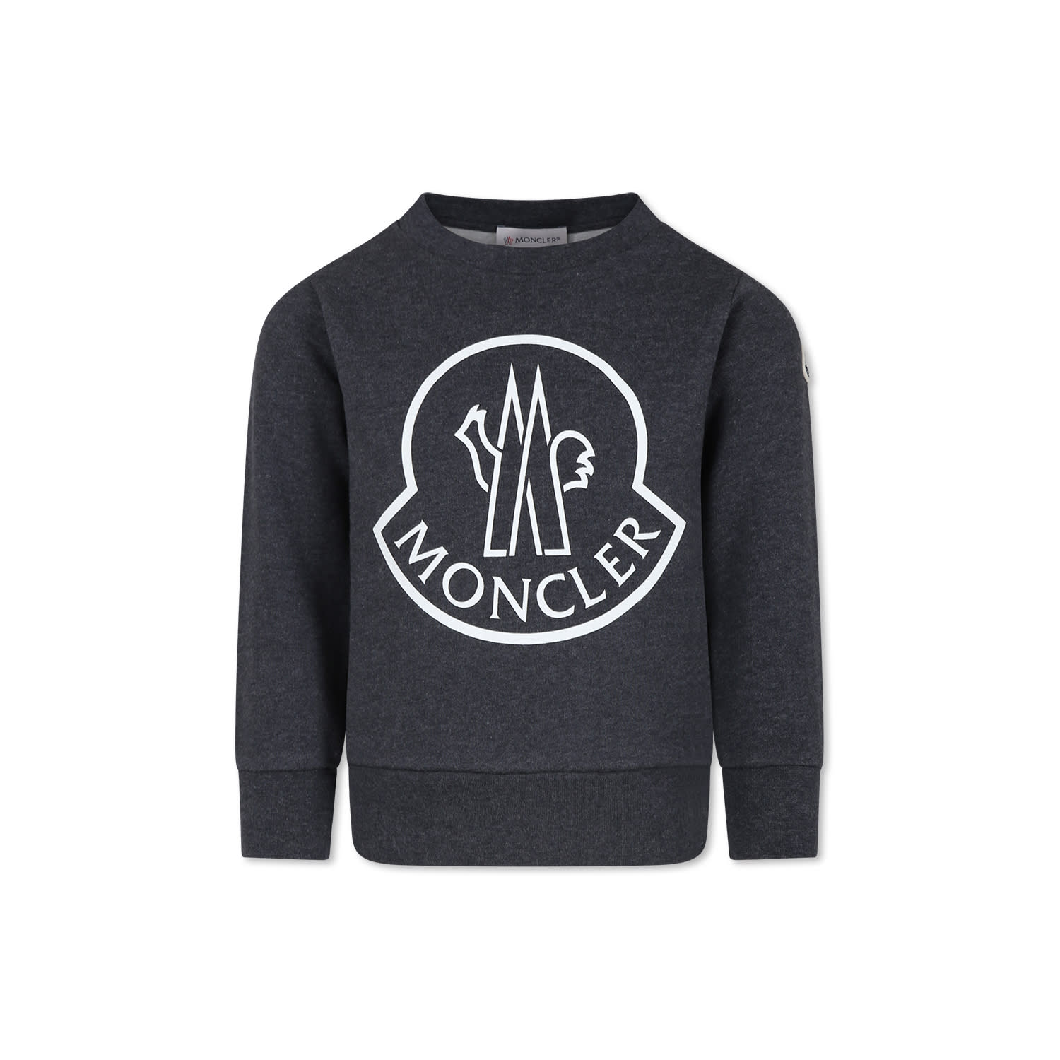 Shop Moncler Grey Sweatshirt For Kids With Logo In Blue