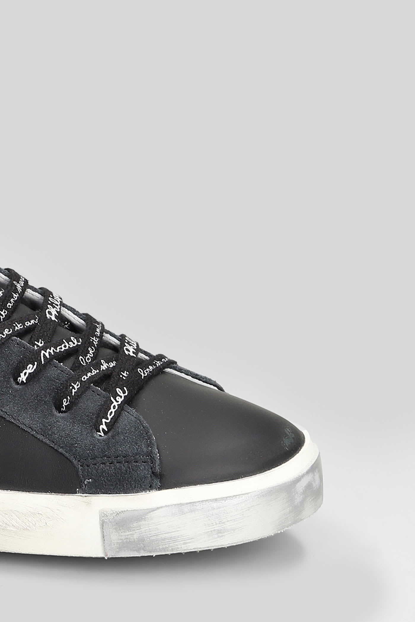 Philippe Model Prsx Low Sneakers In Black Suede And Leather In Black