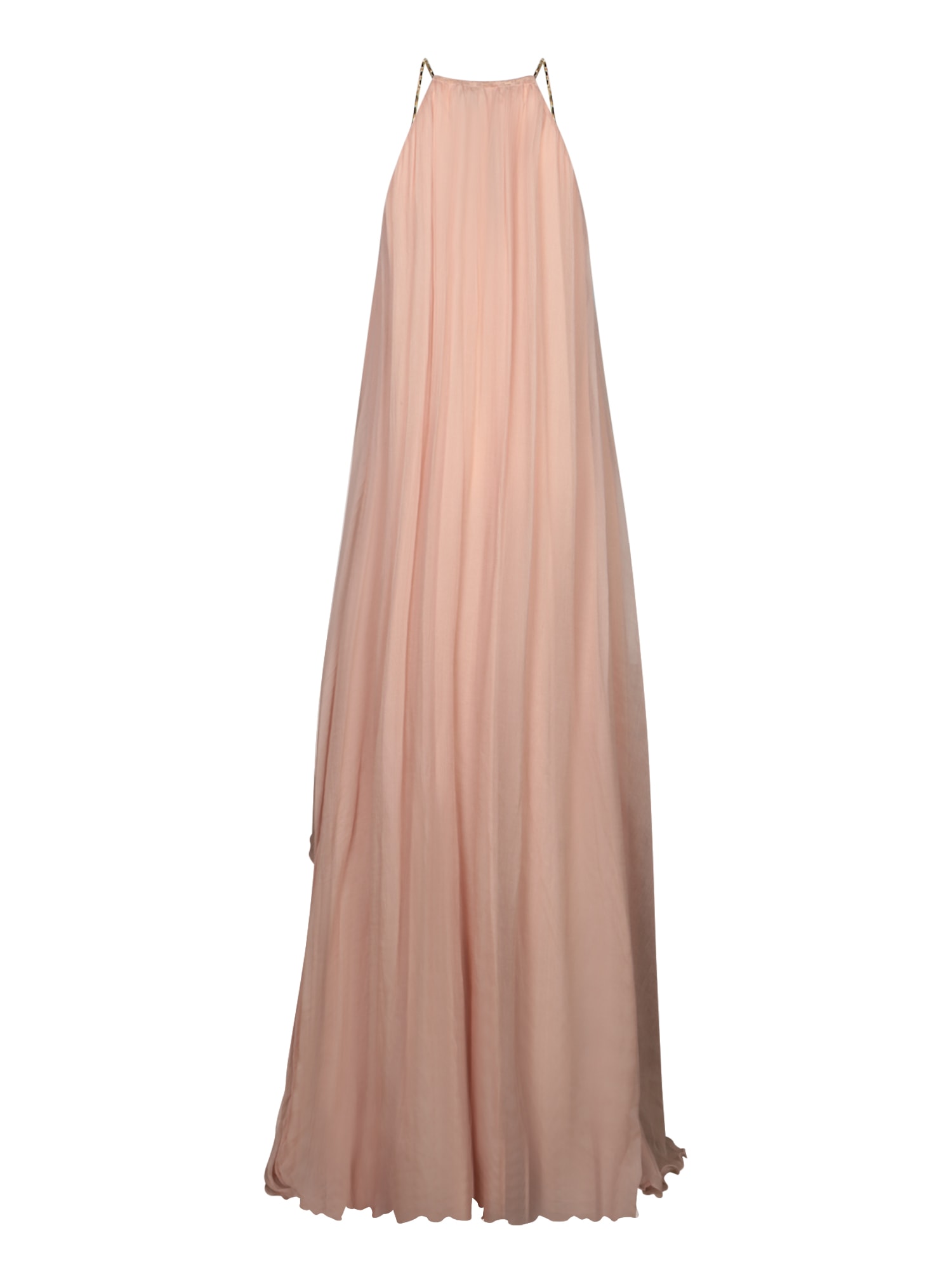 Amen Blush Silk Chiffon Halter Dress