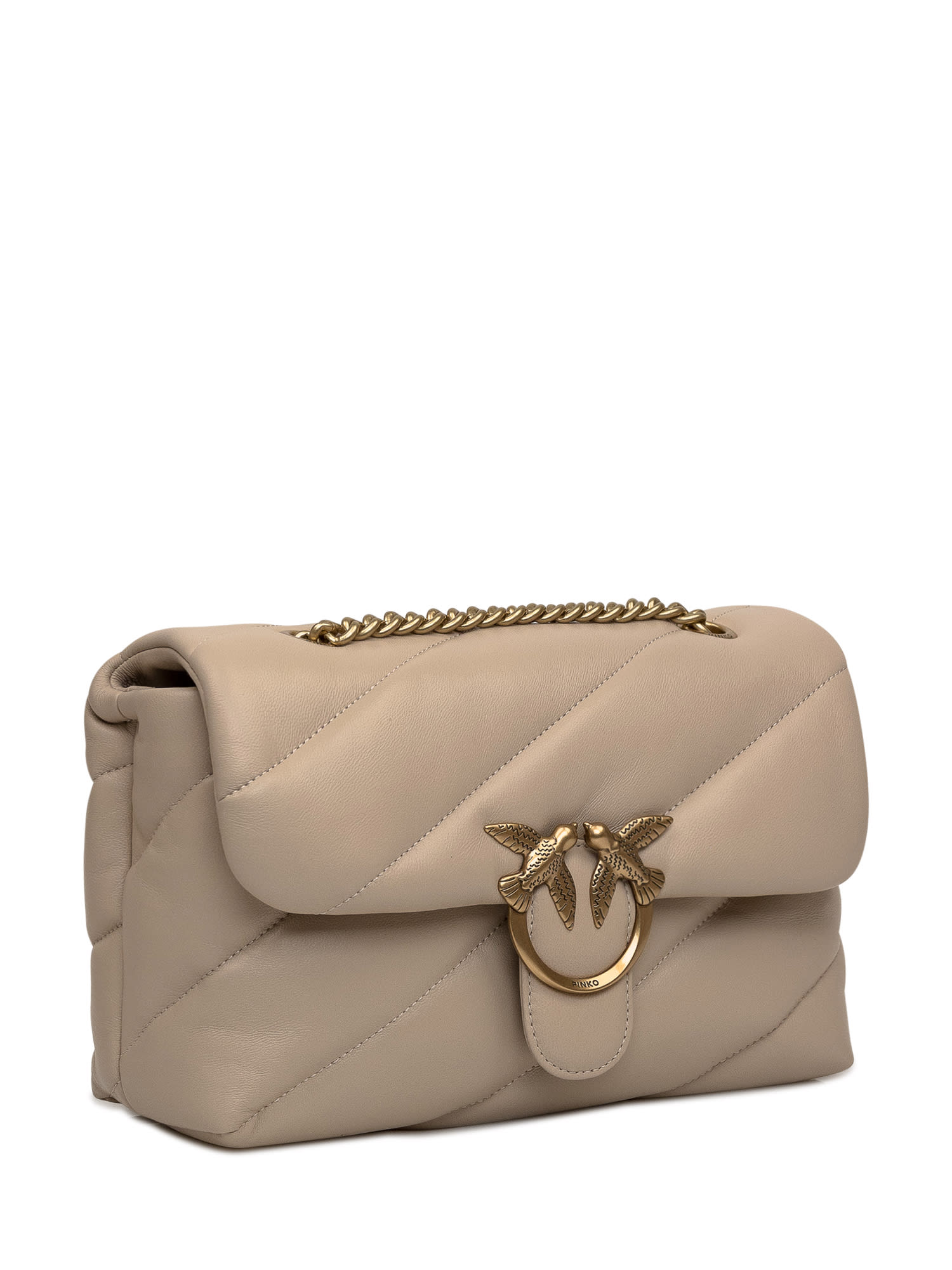 Shop Pinko Love Puff Bag In Beige-grigio Fumo-antique