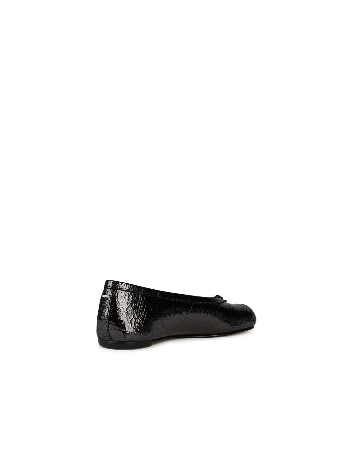 Shop Maison Margiela Ballet Black Shiny Leather Ballet Flats In Nine Iron