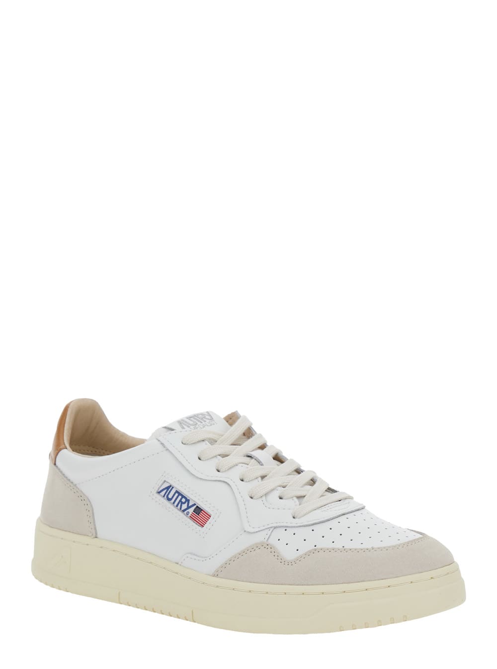 Autry Leather Suede-panelled Sneakers In White