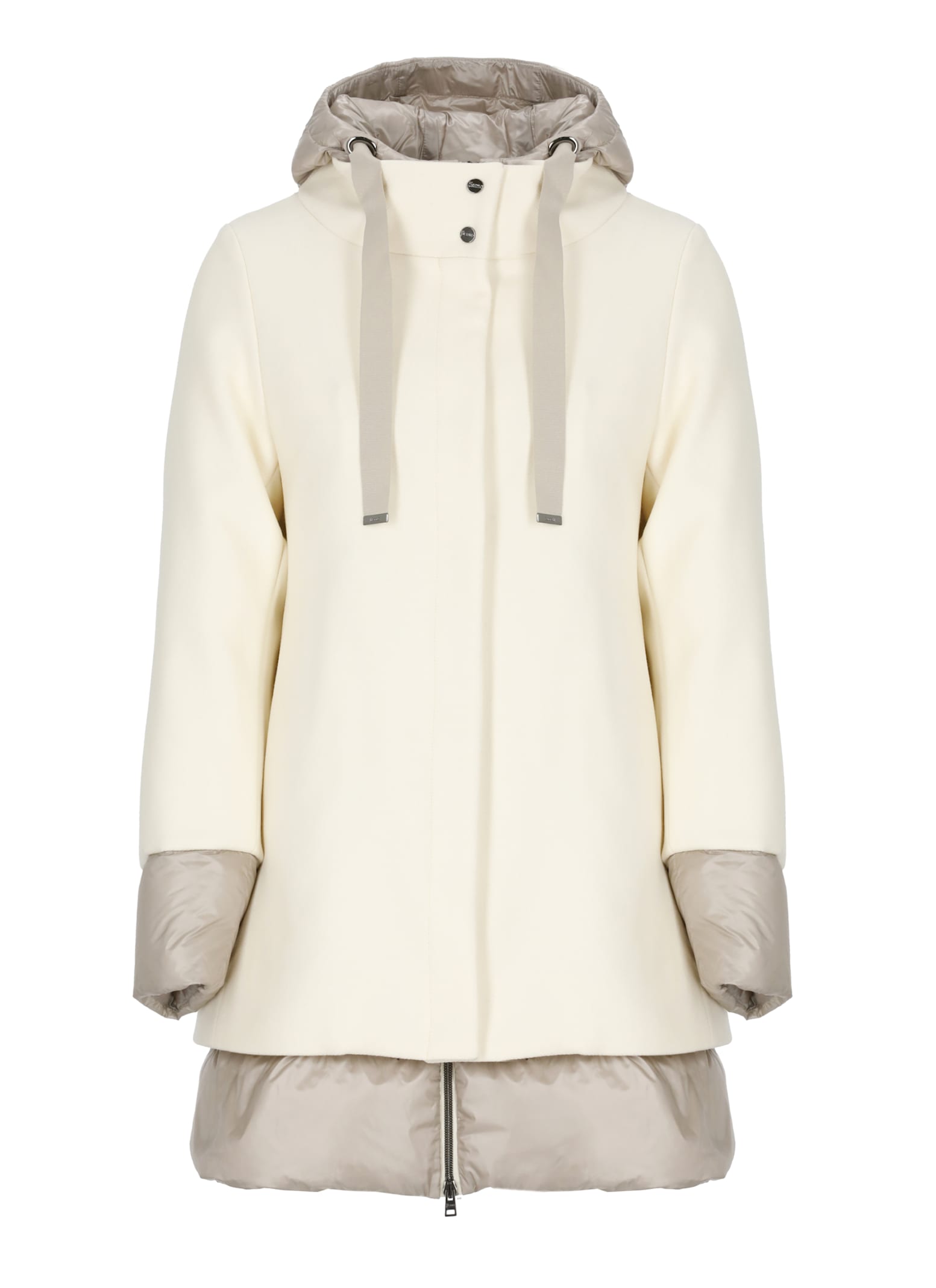 Herno High Neck Wool Padded Coat In White