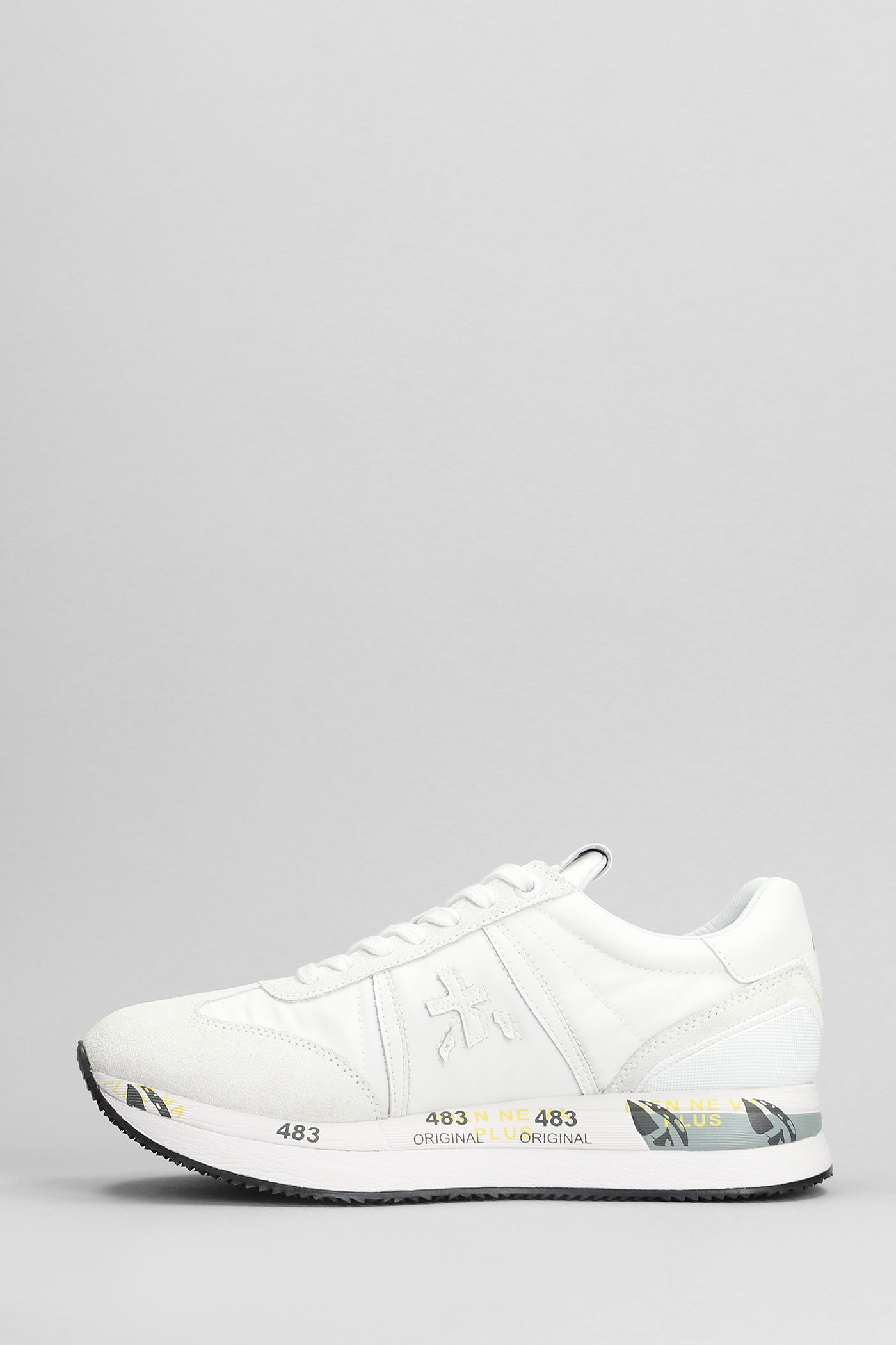Shop Premiata Conny Sneakers In White Suede And Fabric