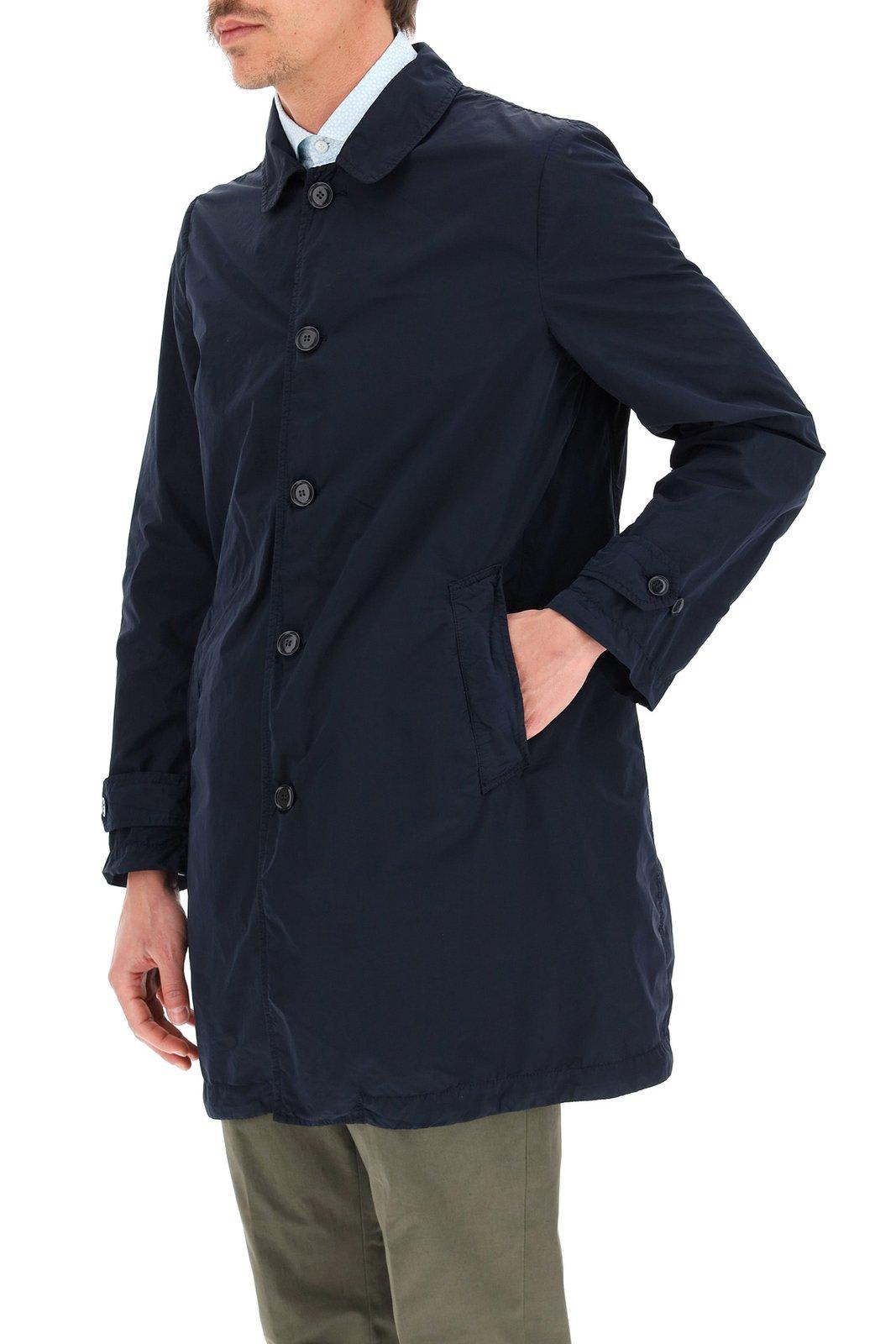 Shop Aspesi Mid-length Single-breasted Coat In Navy