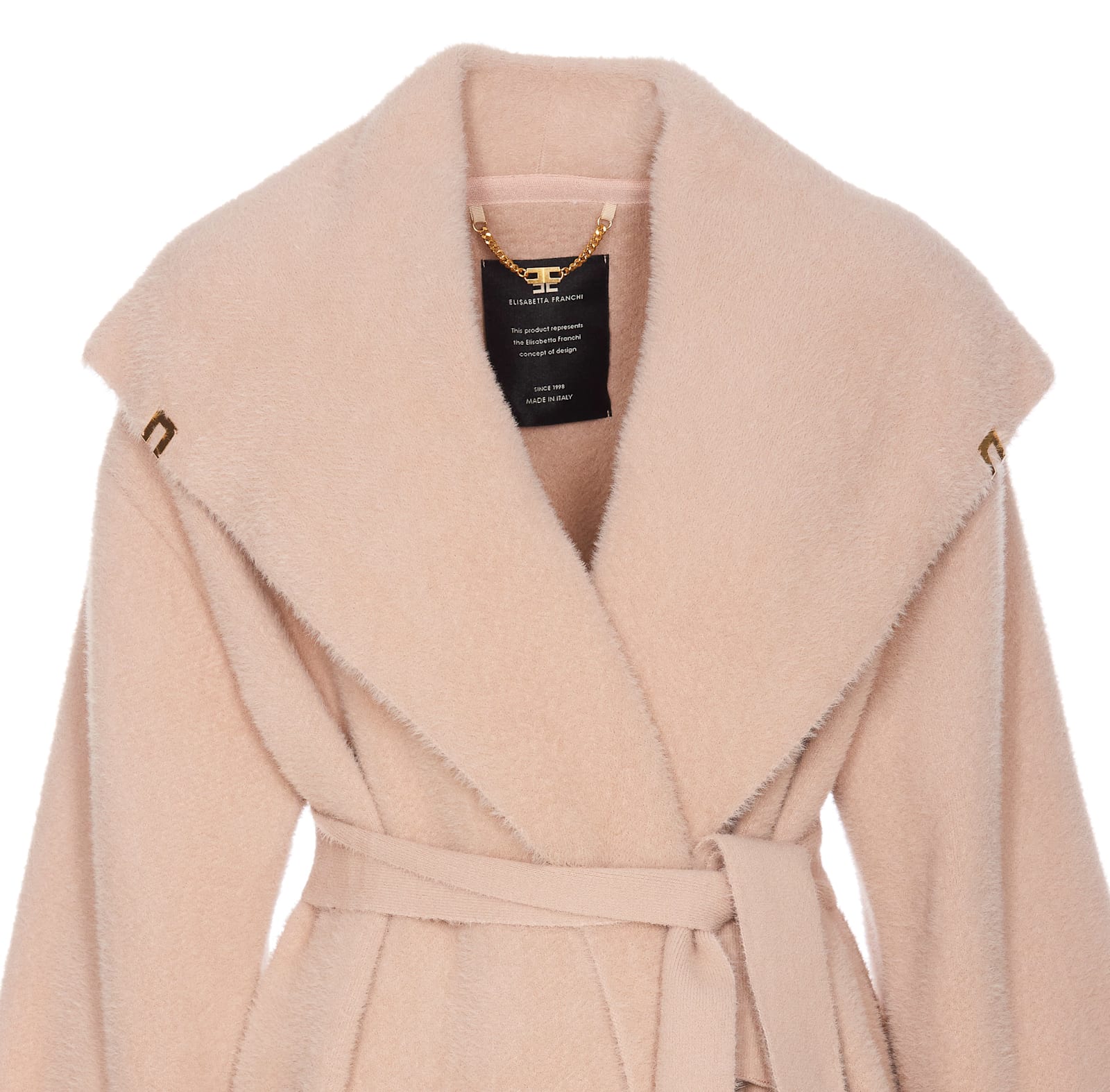 Shop Elisabetta Franchi Tricot Coat In Pink