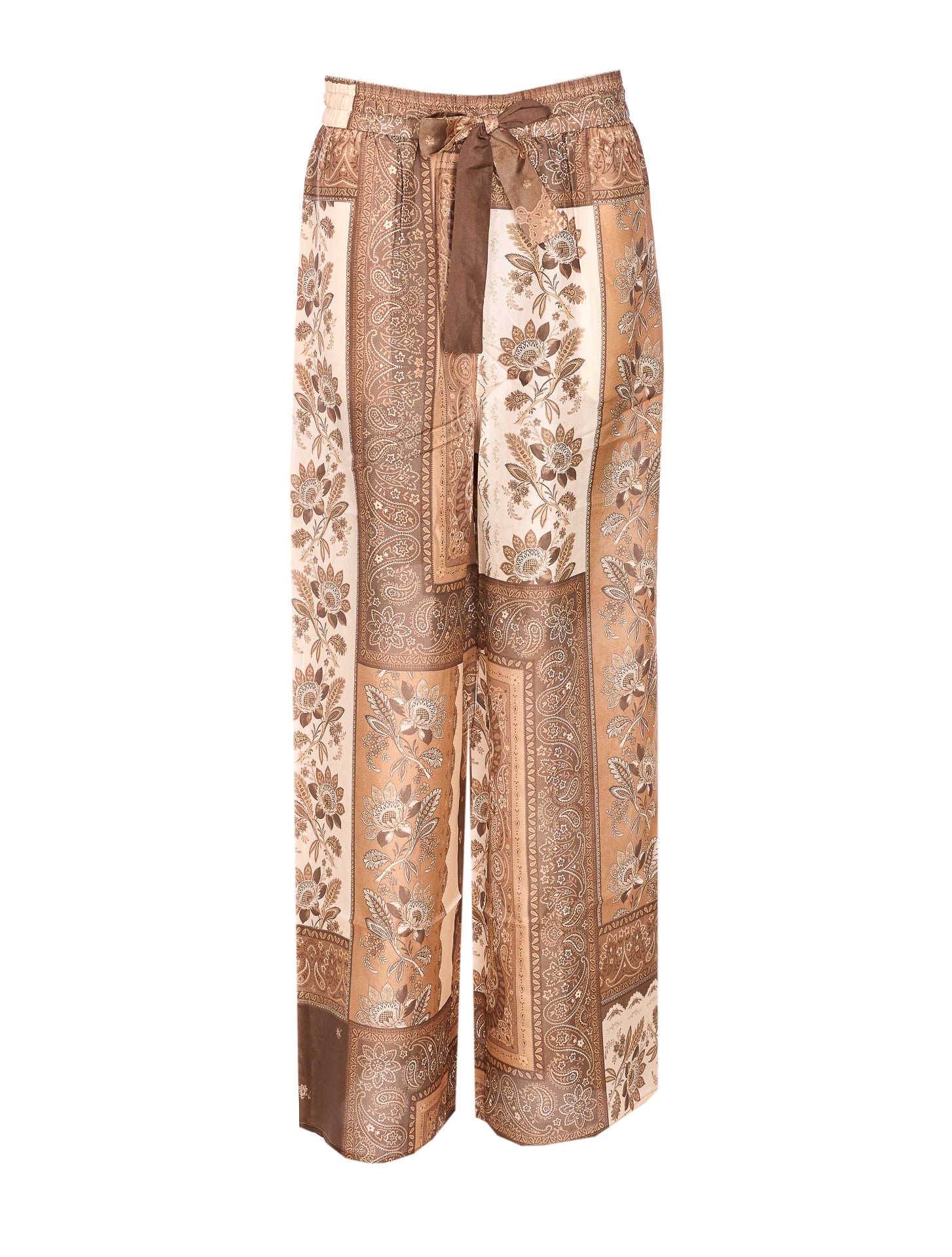Zimmermann Lucky Printed Silk Trousers In Brown