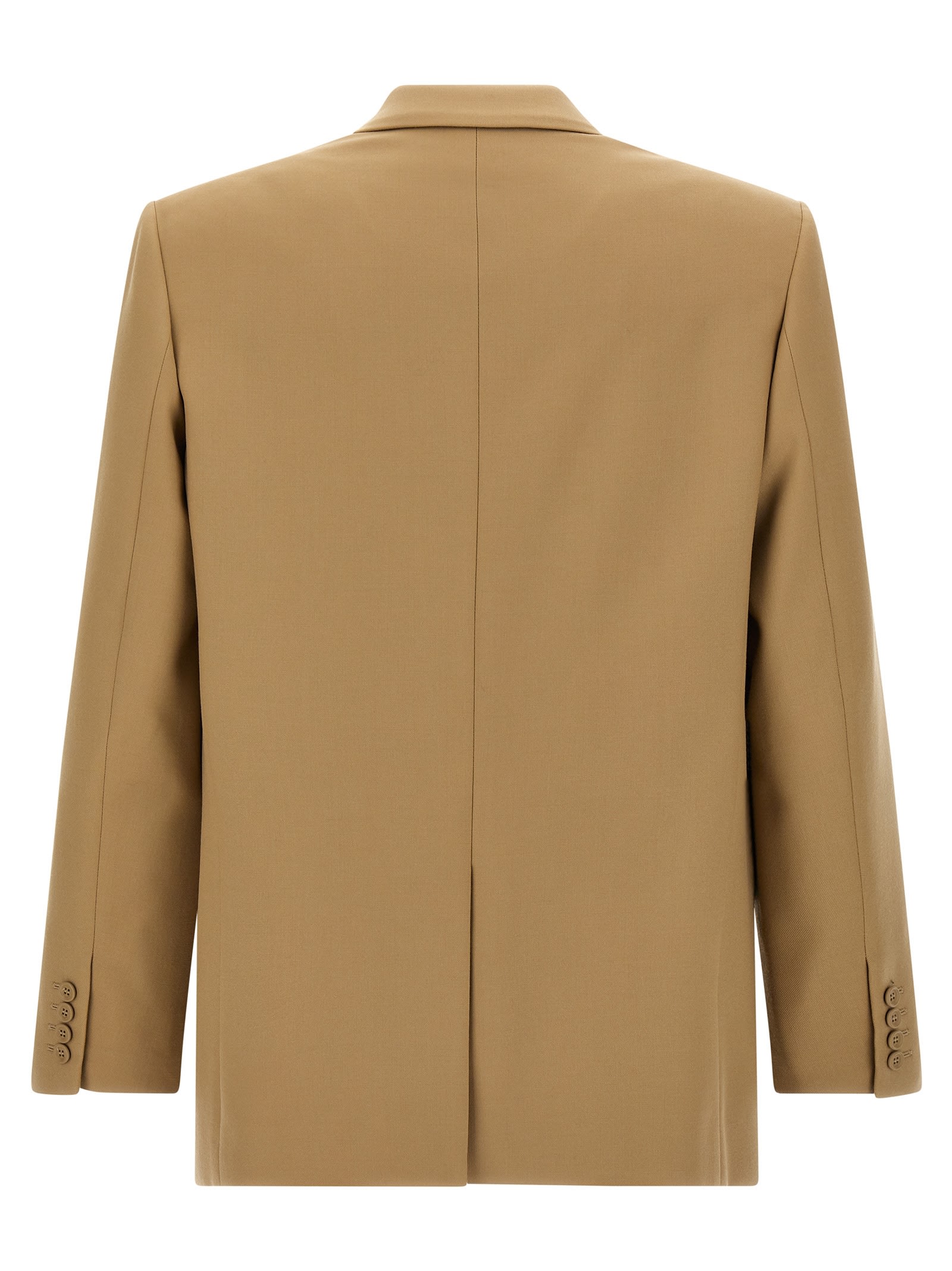 Saint Laurent Paris Men Wool Gabardine Single-breasted Jacket In Beige