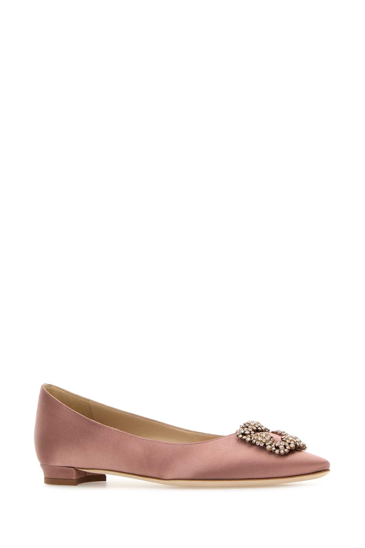 Manolo Blahnik Satin Ballerinas With Embellished Detail And Finish