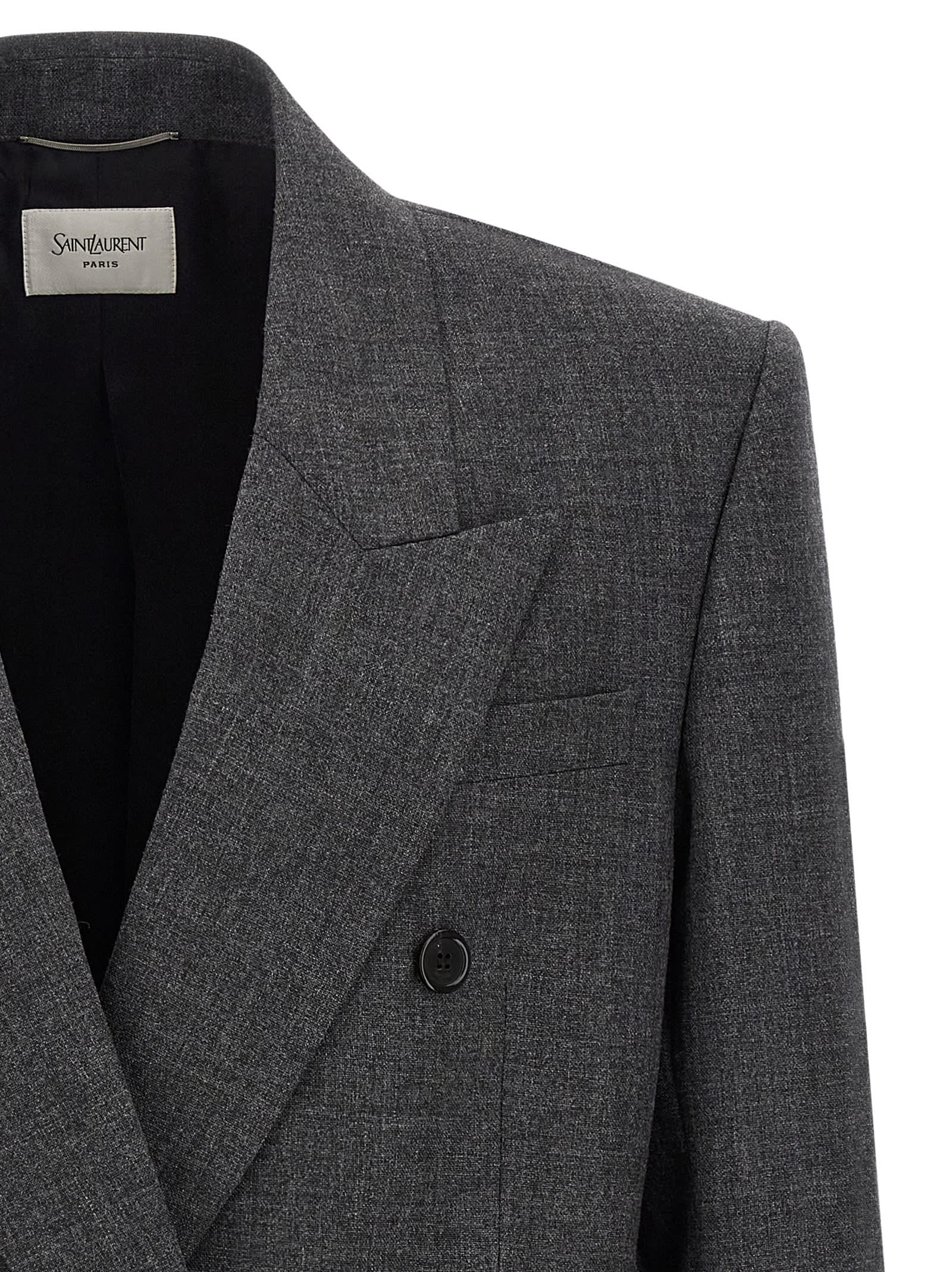Saint Laurent Double-breasted Blazer In Multi