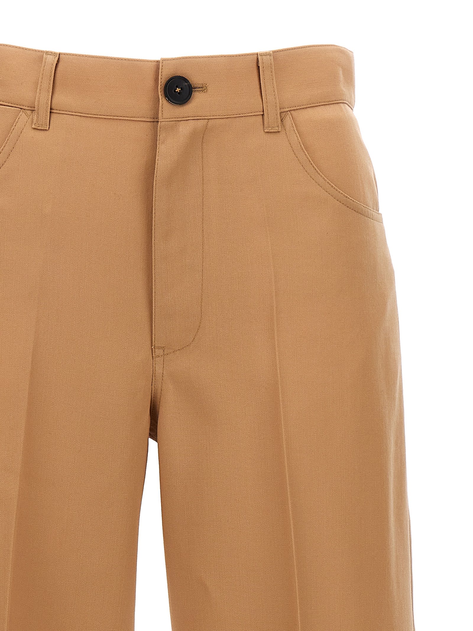 Jil Sander High Waist Wide Leg Trousers With Pockets In Beige