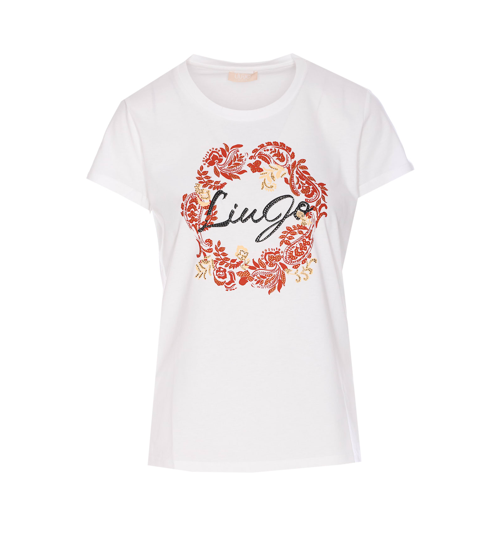 Liu •jo Crewneck Graphic Print Round Neck Short Sleeves In White