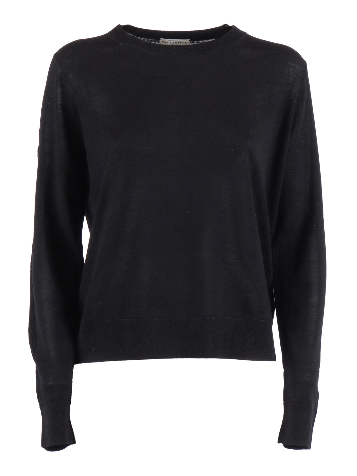Ballantyne Ribbed Neckline Wool Pullover In Black