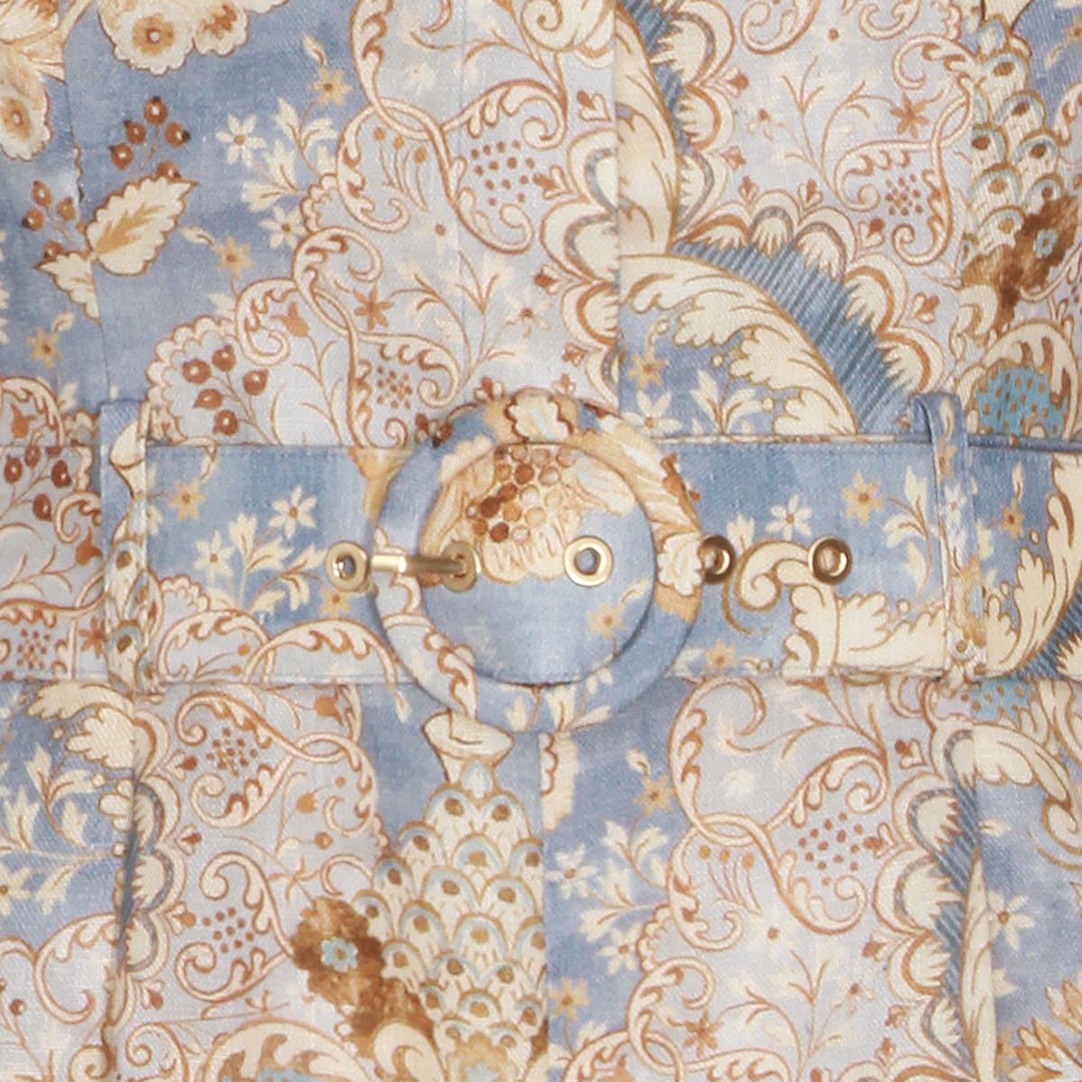 Zimmermann Damask Denim Linen Jumpsuit In Multi