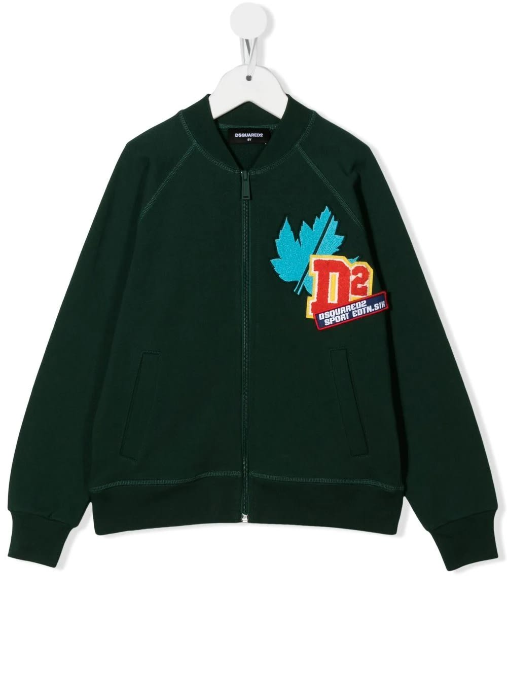 Dsquared2 Kids Green Sweatshirt With Zip And Patch D2kids Sport Edtn.06