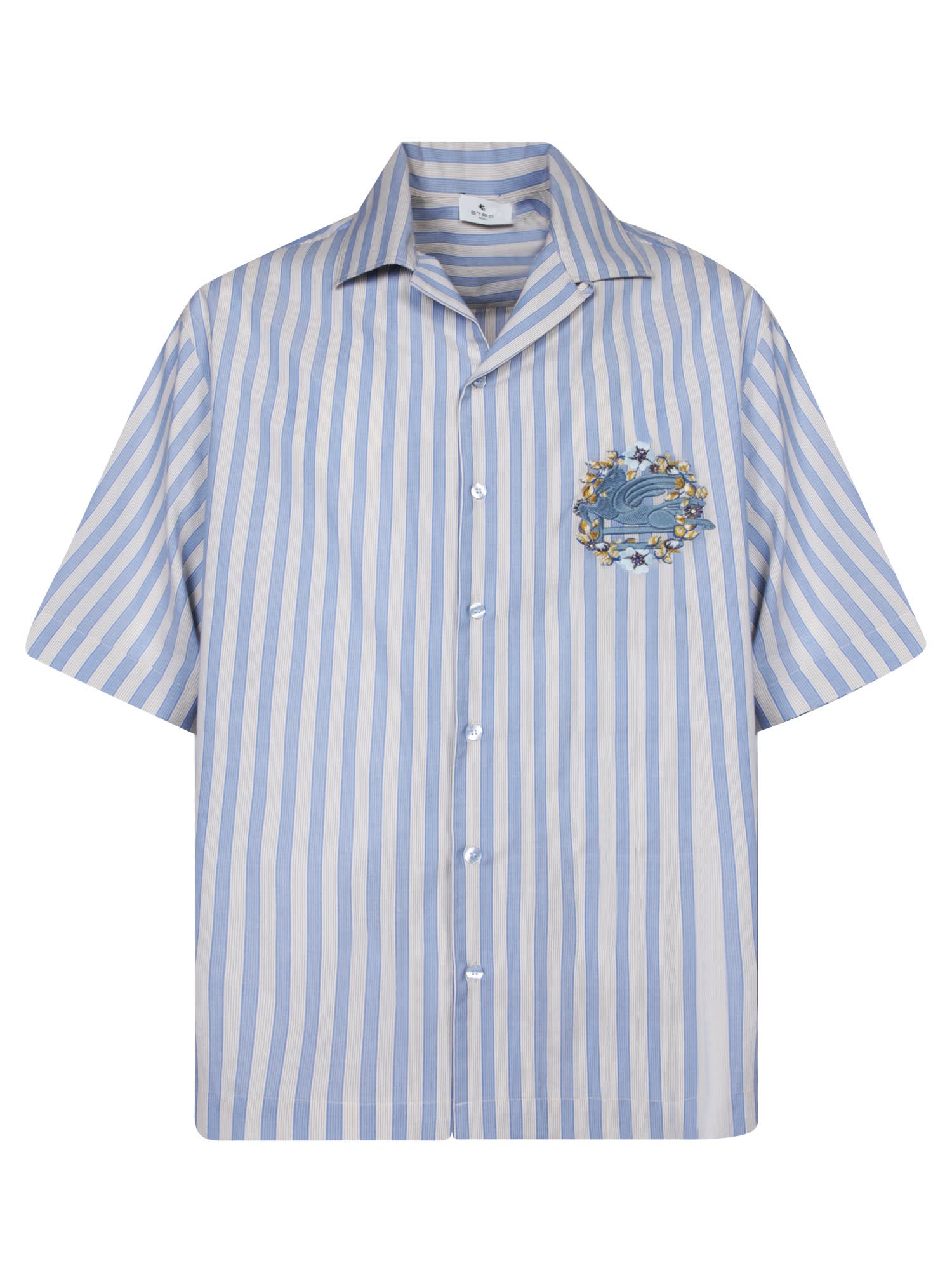 Shop Etro Striped Logo White/light Blue Shirt