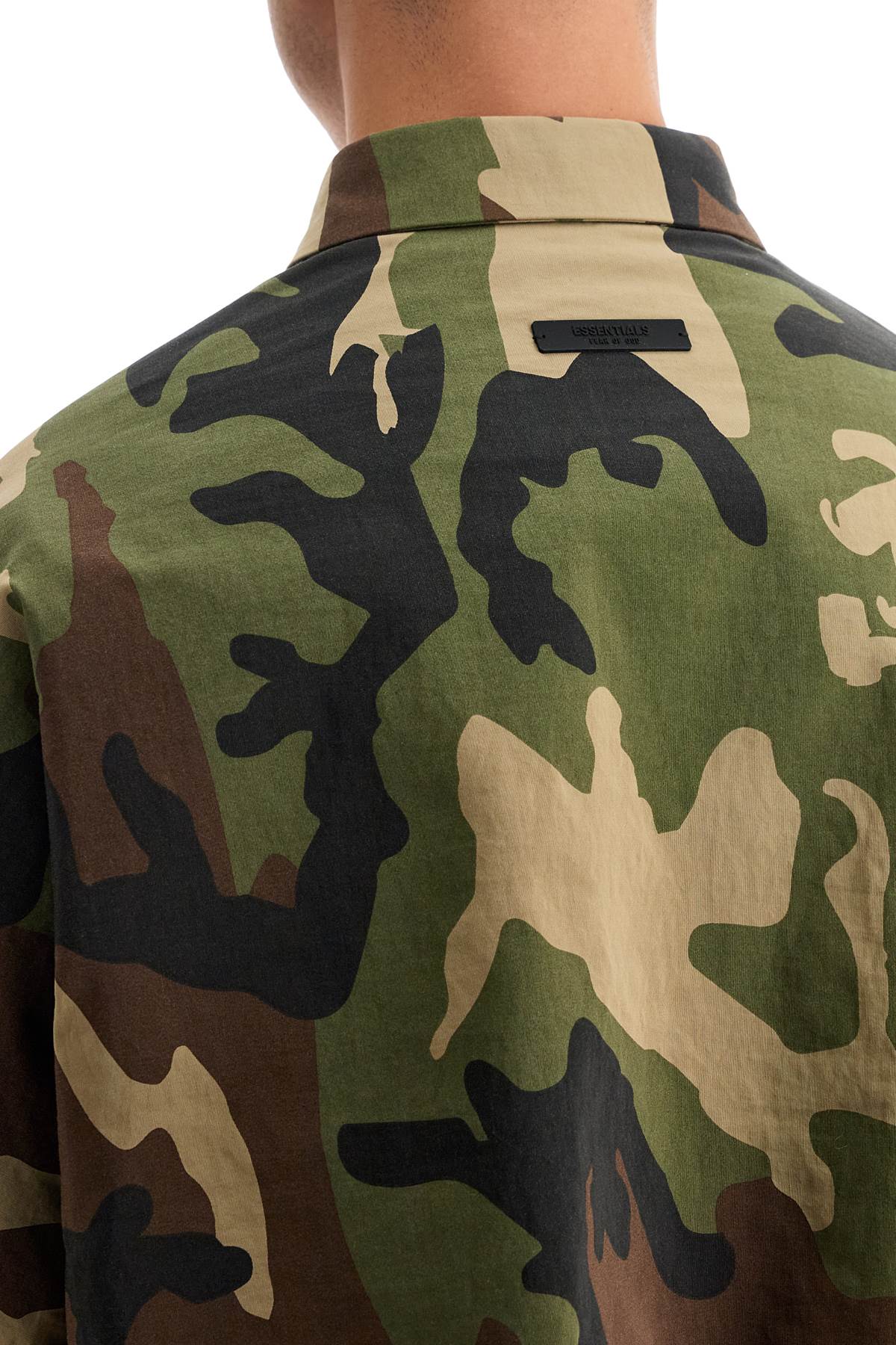 Shop Fear Of God Nylon Camouflage Overshirt For In Woodland Camo (khaki)