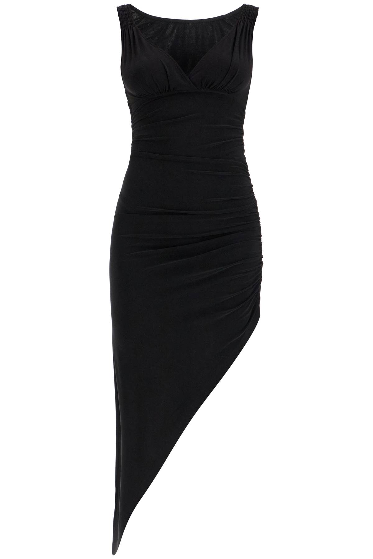 Shop Norma Kamali Asymmetric Tara Dress In Black (black)