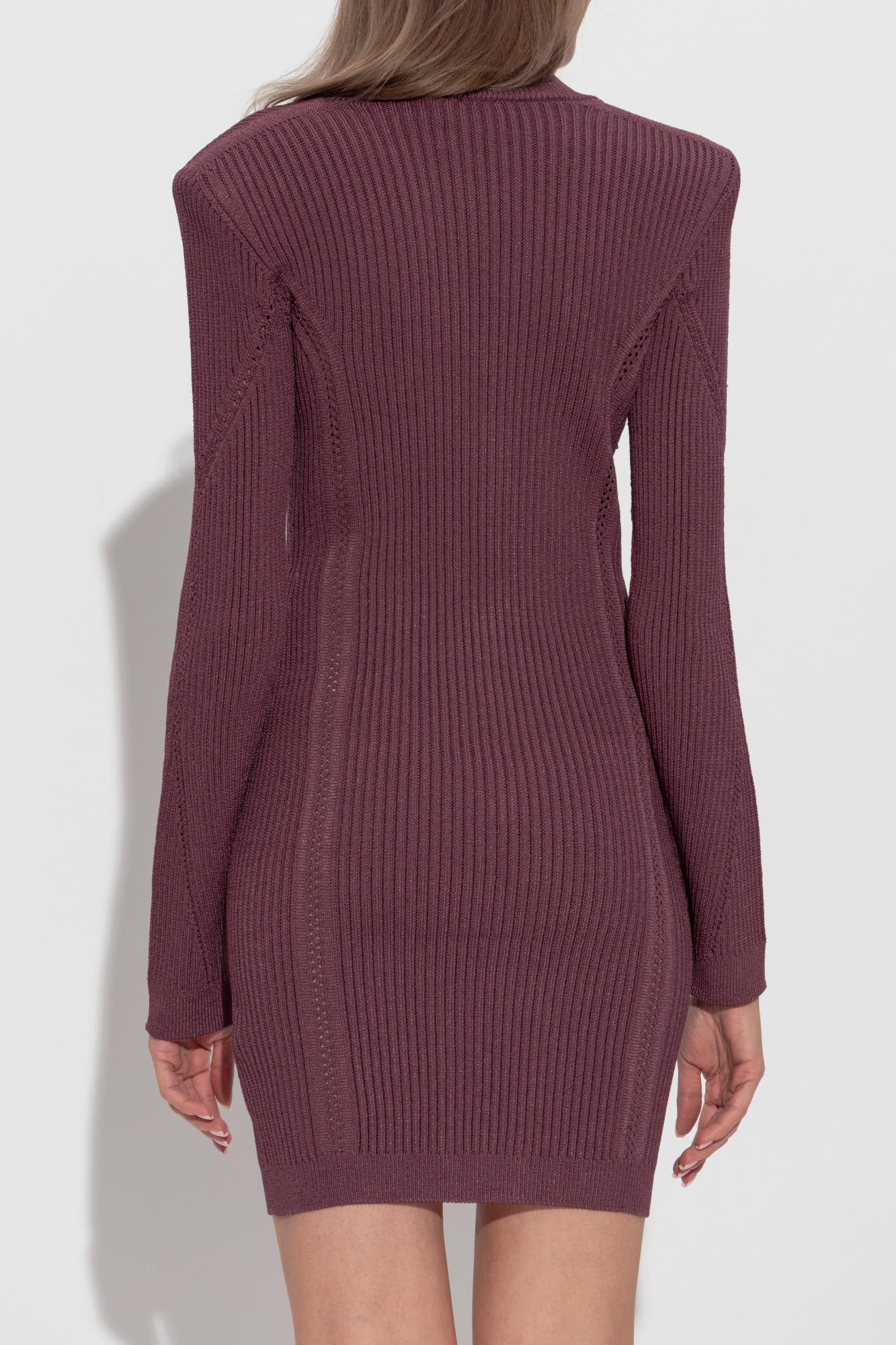 Balmain Dress With Decorative Buttons In Red