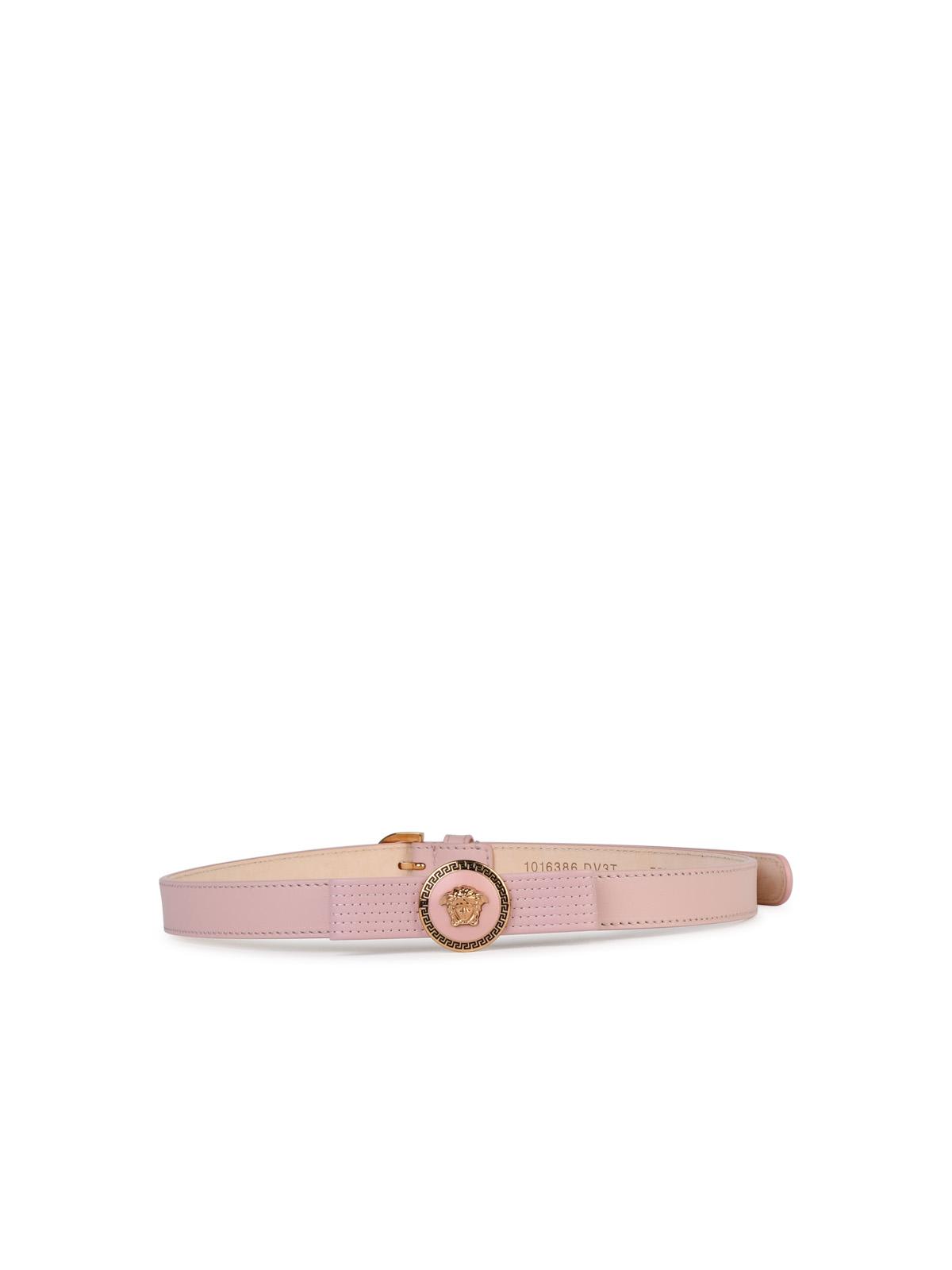 Shop Versace Gianni Ribbon Pink Leather Belt