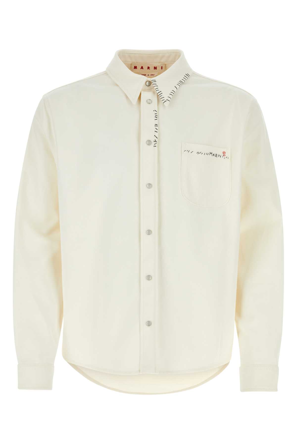 Shop Marni Ivory Denim Shirt In Lilywhite