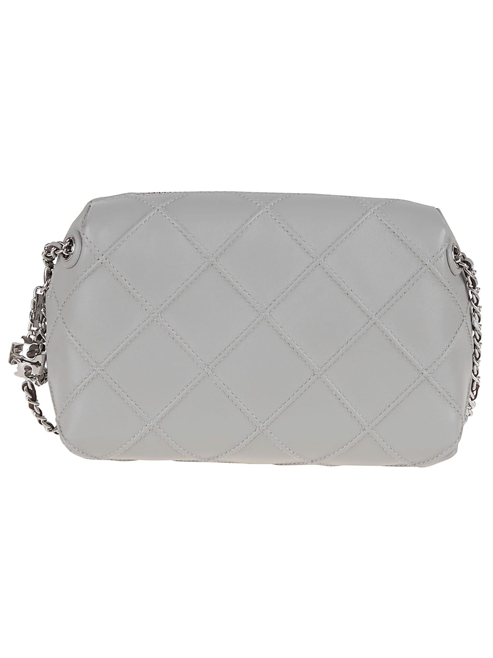Tory Burch Quilted Leather Small Bag With Chain Strap In Gray