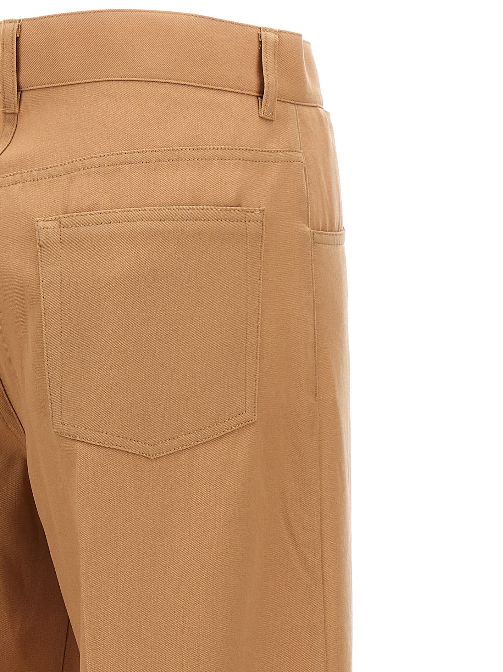 Jil Sander High Waist Wide Leg Trousers With Pockets In Beige