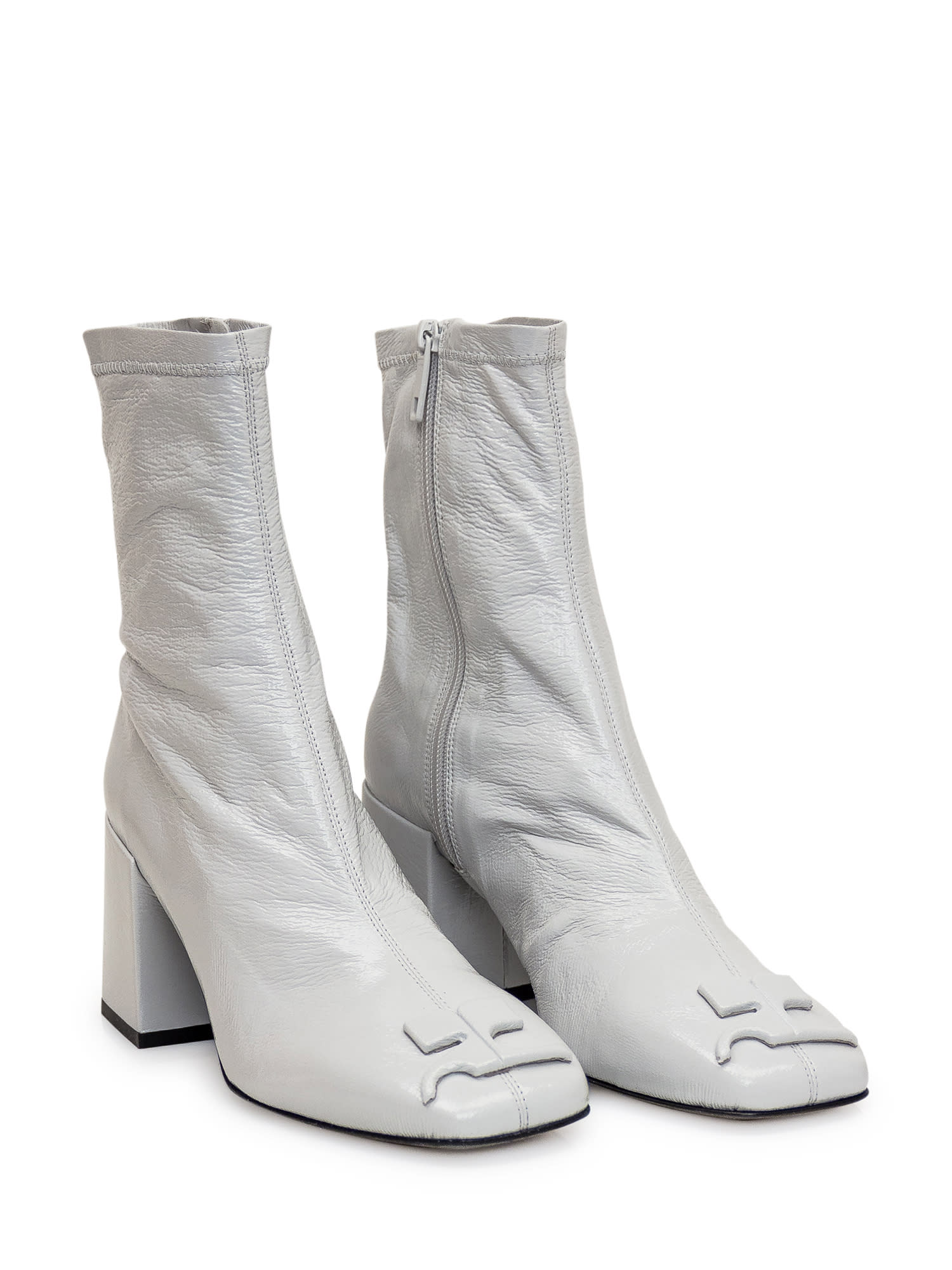 Shop Courrèges Leather Boots In Dirty White