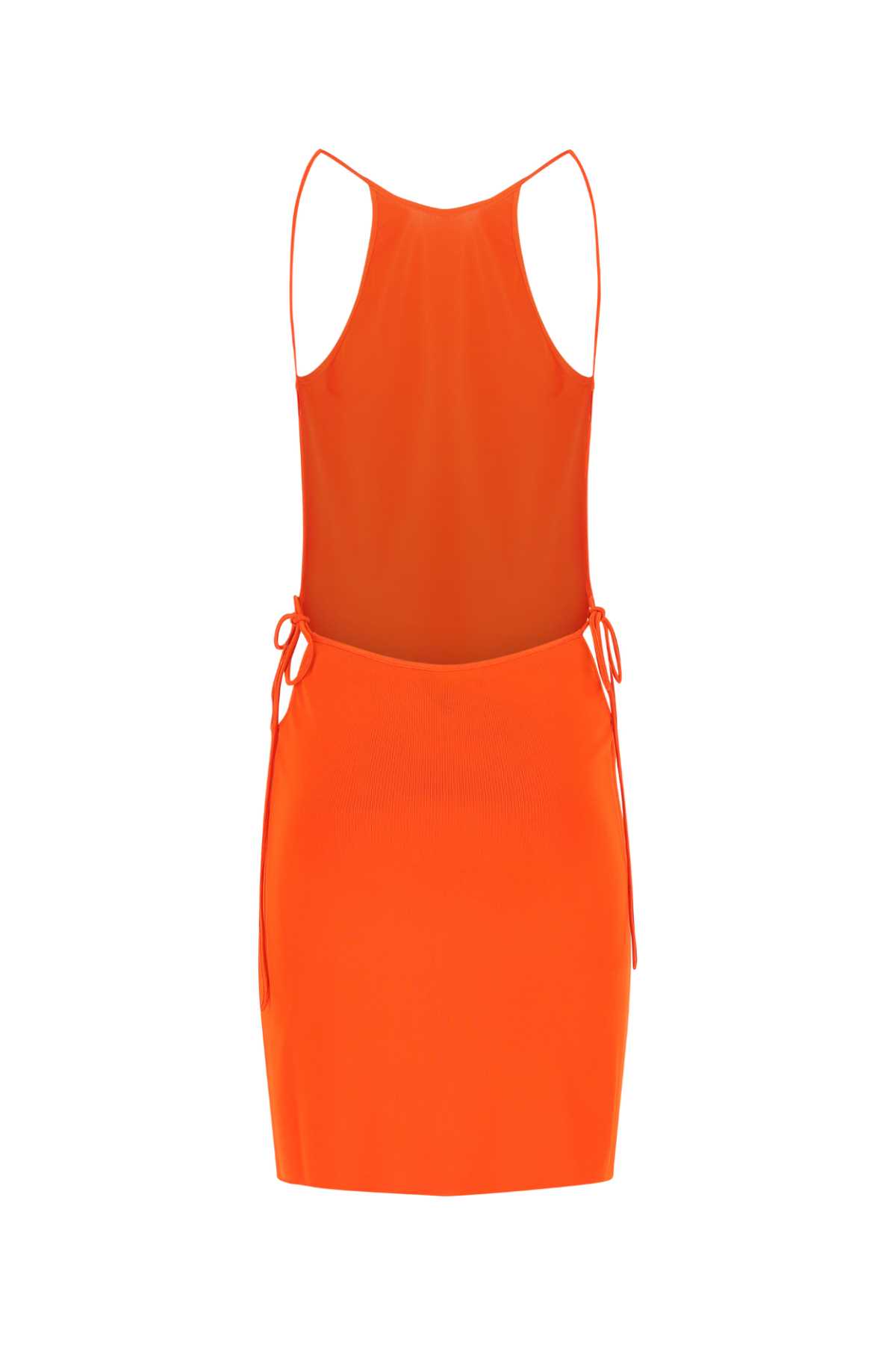 Bottega Veneta Stretch Viscose Blend Dress With Adjustable Side Ties In Orange