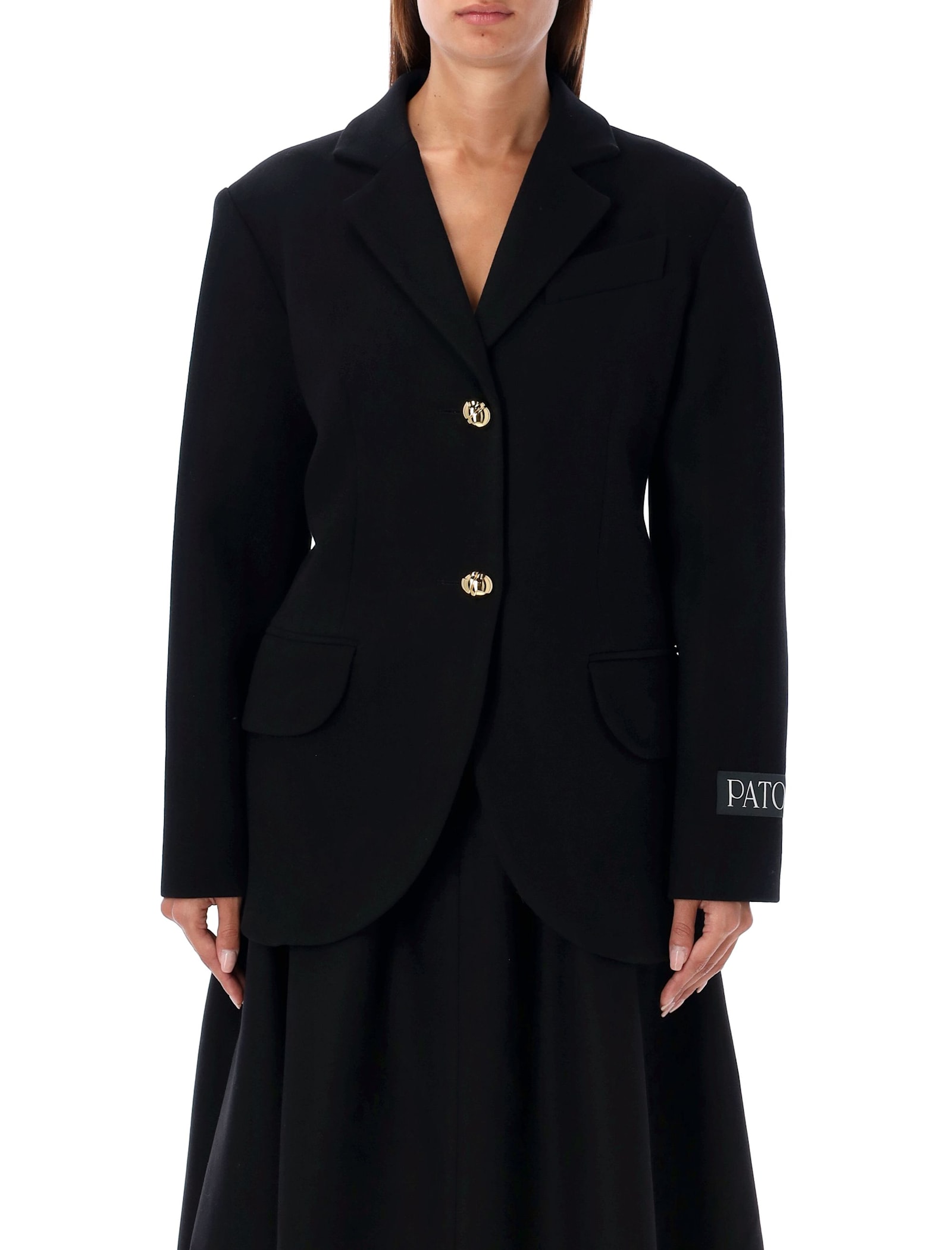 Shop Patou Relaxed Belted Blazer In Black