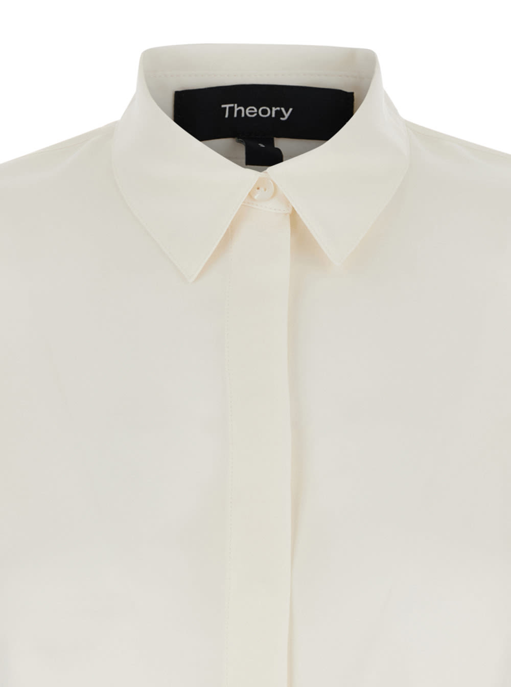 Shop Theory Classic White Shirt With Pointed Collar In Silk Woman