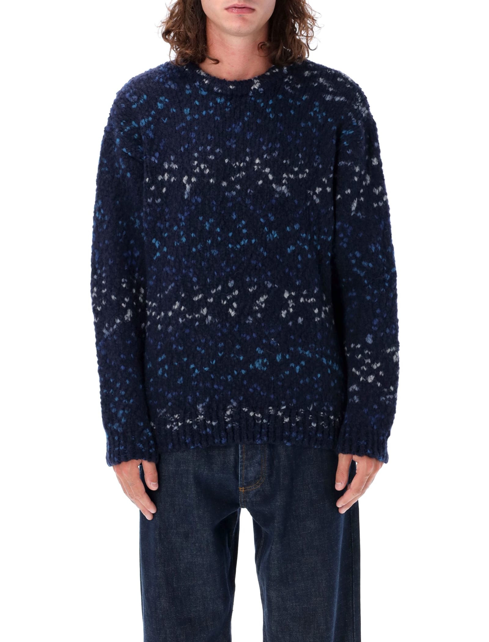 Shop Ymc You Must Create Speckled Knit Sweater In Navy