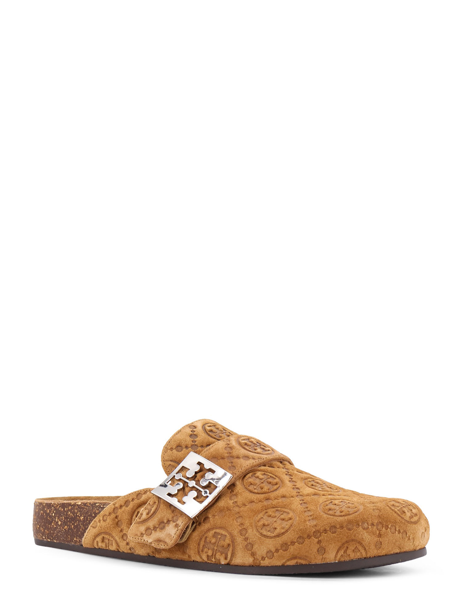 Tory Burch T Monogram Mellow Jacquard Suede Mule In Brown
