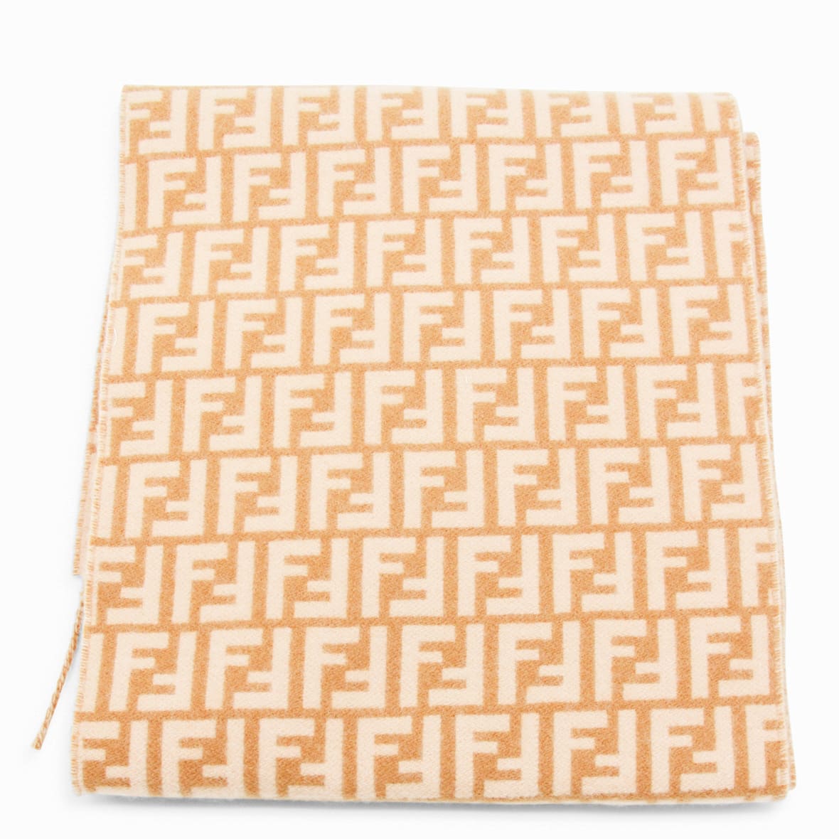 Fendi Camel Wool Scarf In Brown