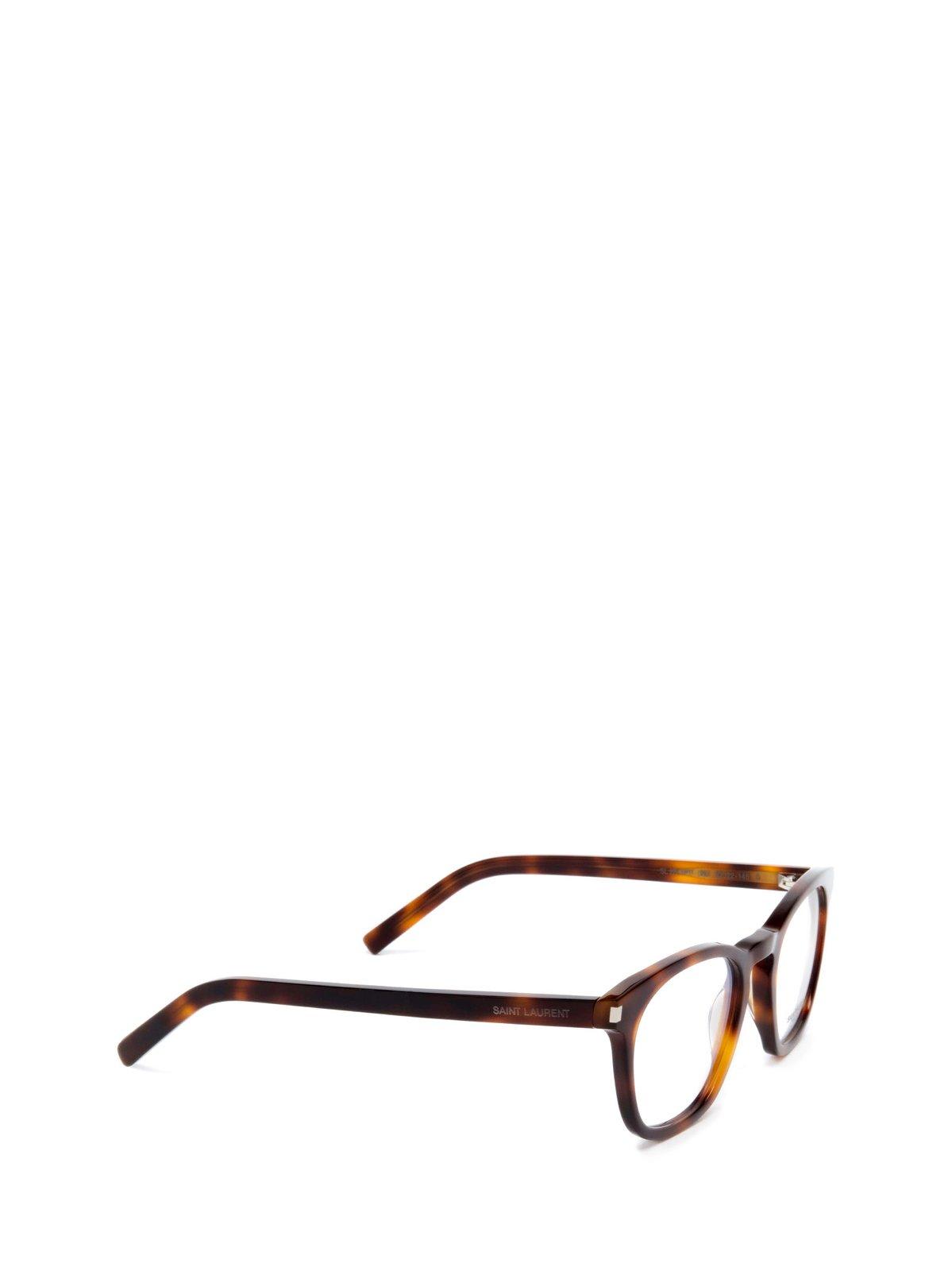 Shop Saint Laurent Square Frame Glasses In Havana-havana-transparent