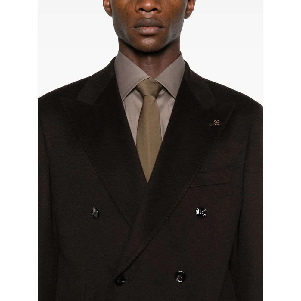 Tagliatore Long-sleeved Suit Jacket In Brown